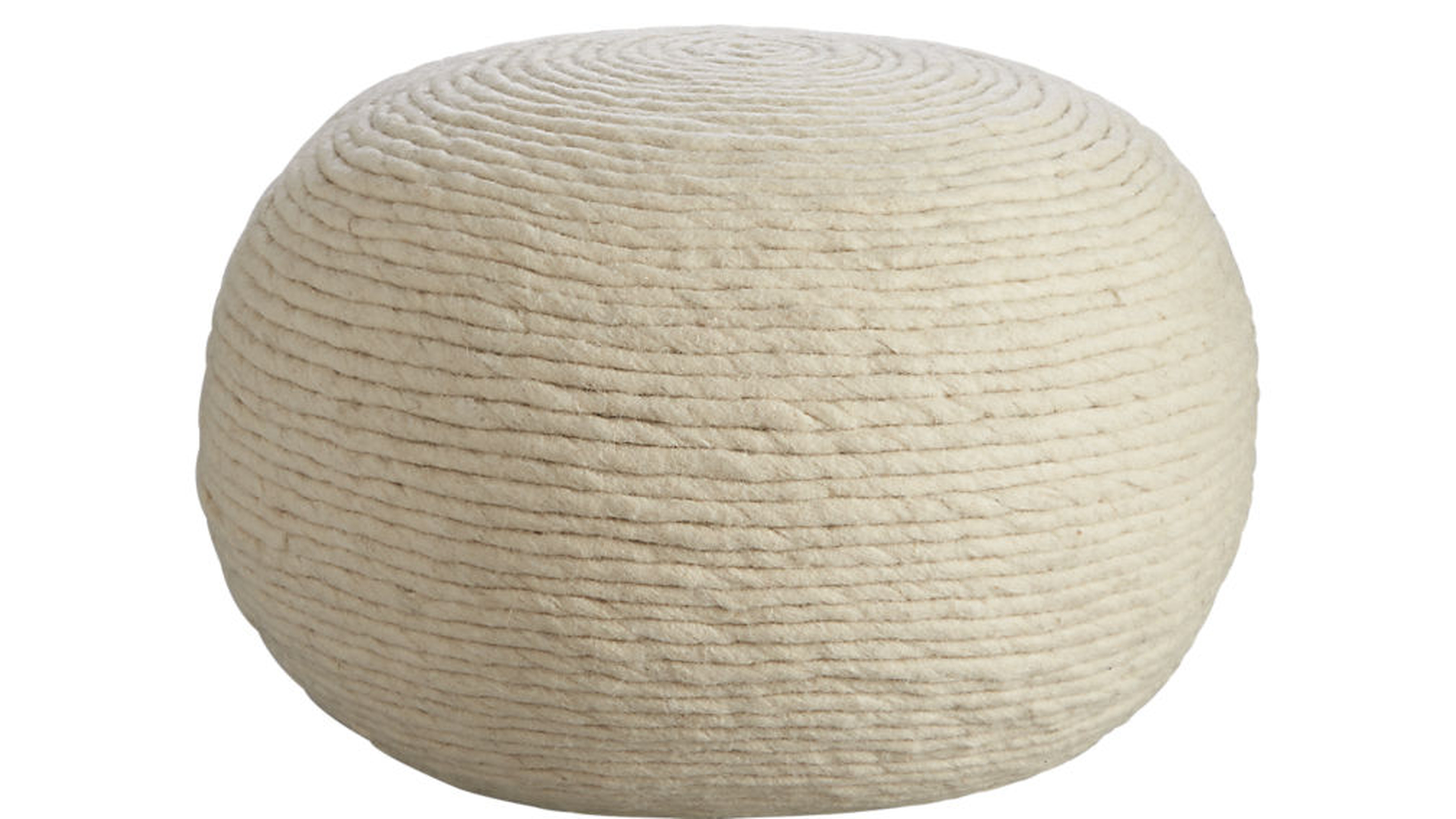 Wool Wrap Natural Pouf, Restock in Mid September,2023. - CB2