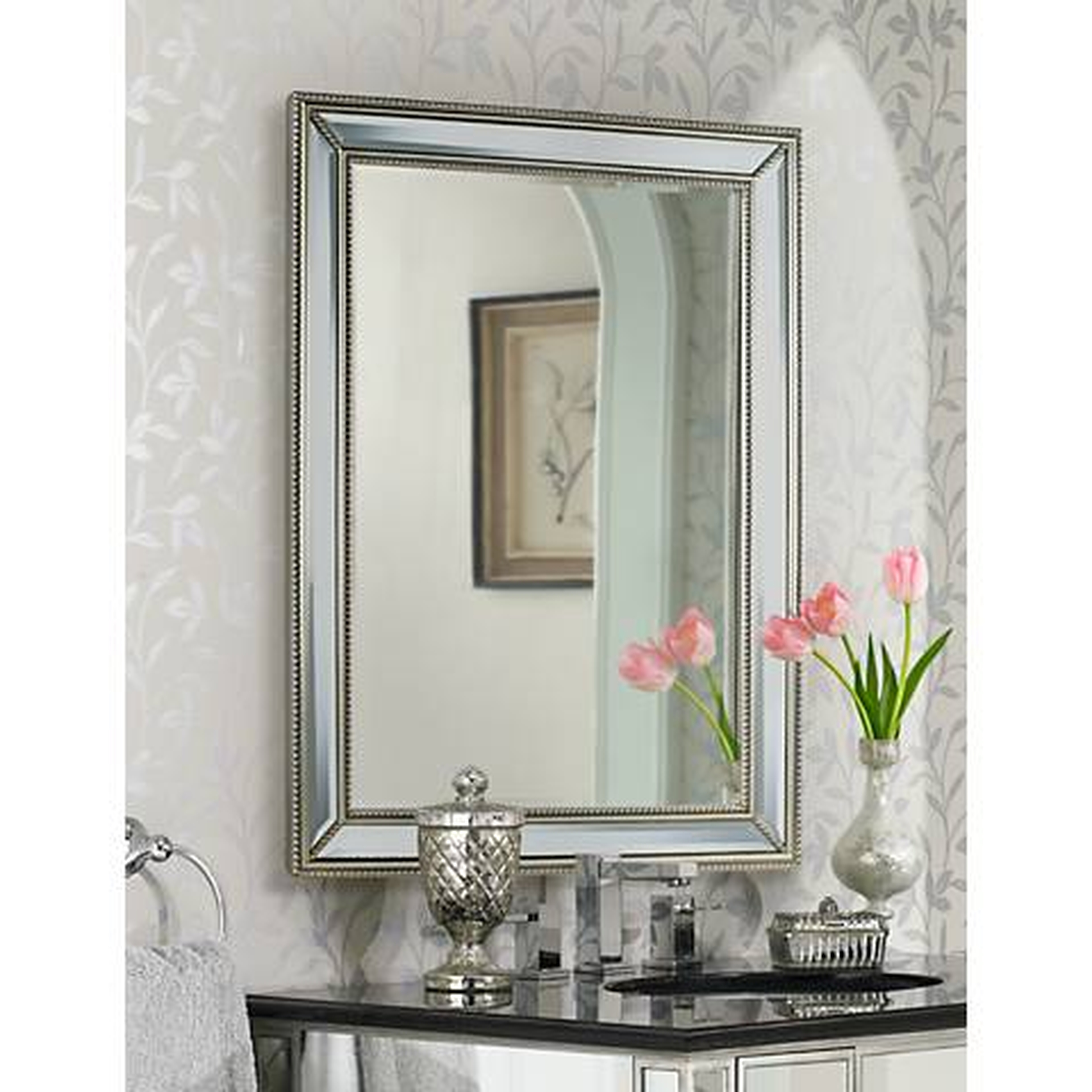 Uttermost Palais Beaded 30" x 40" Silver Wall Mirror - Lamps Plus