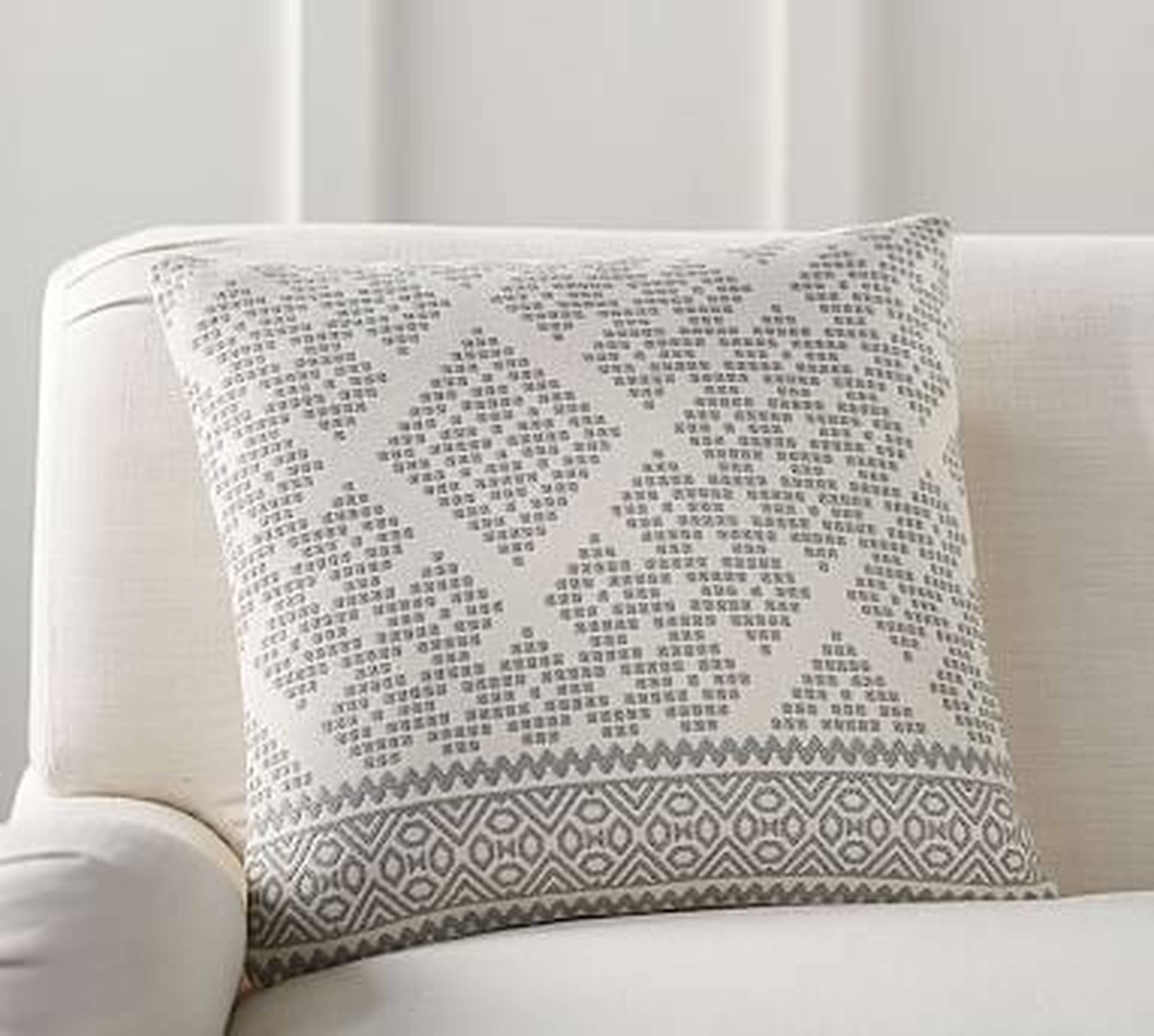 Collette Jacquard Pillow Cover, 20", Gray - Pottery Barn