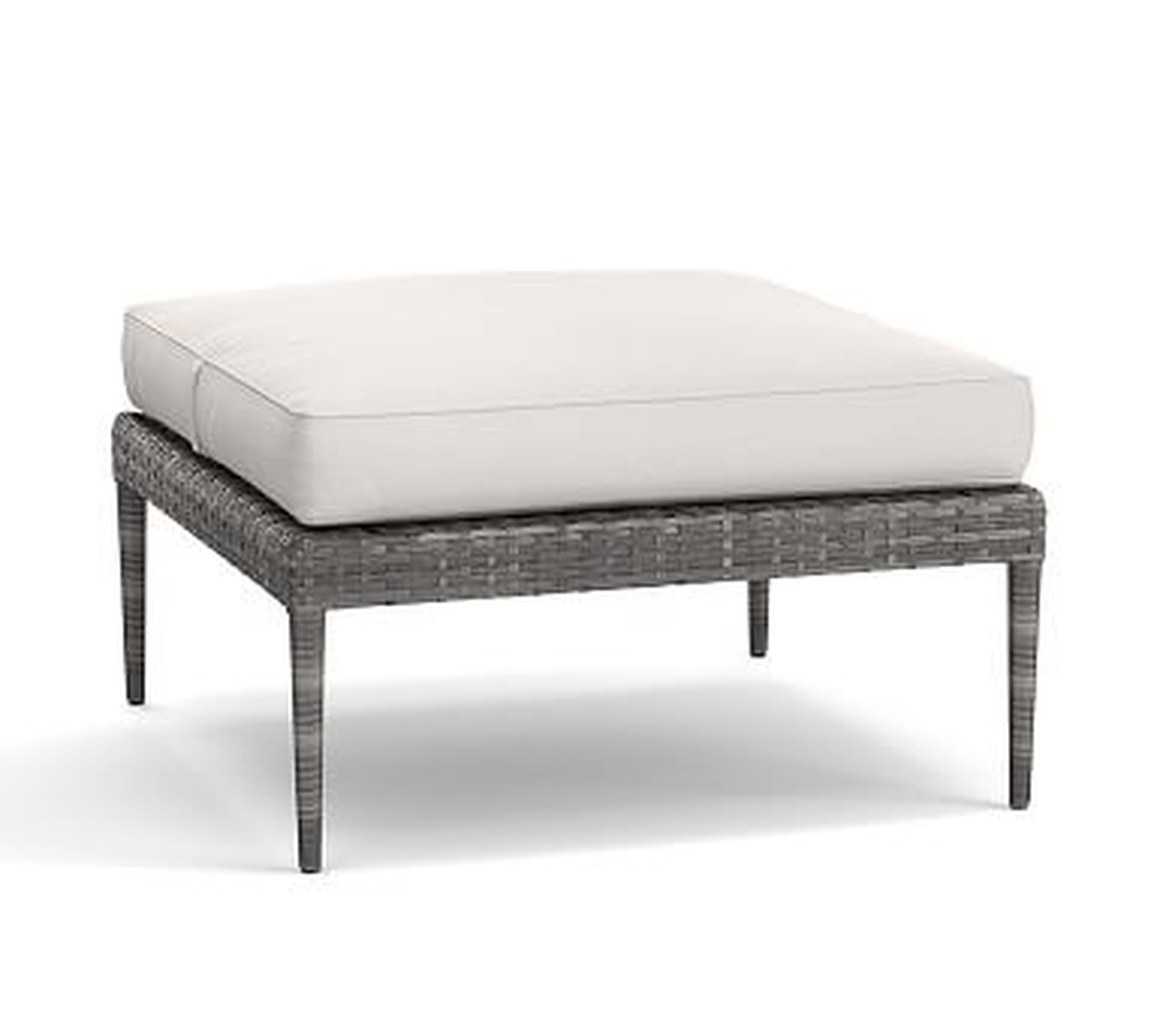 Cammeray All-Weather Wicker Outdoor Sectional, Ottoman with Cushion, Gray - Pottery Barn