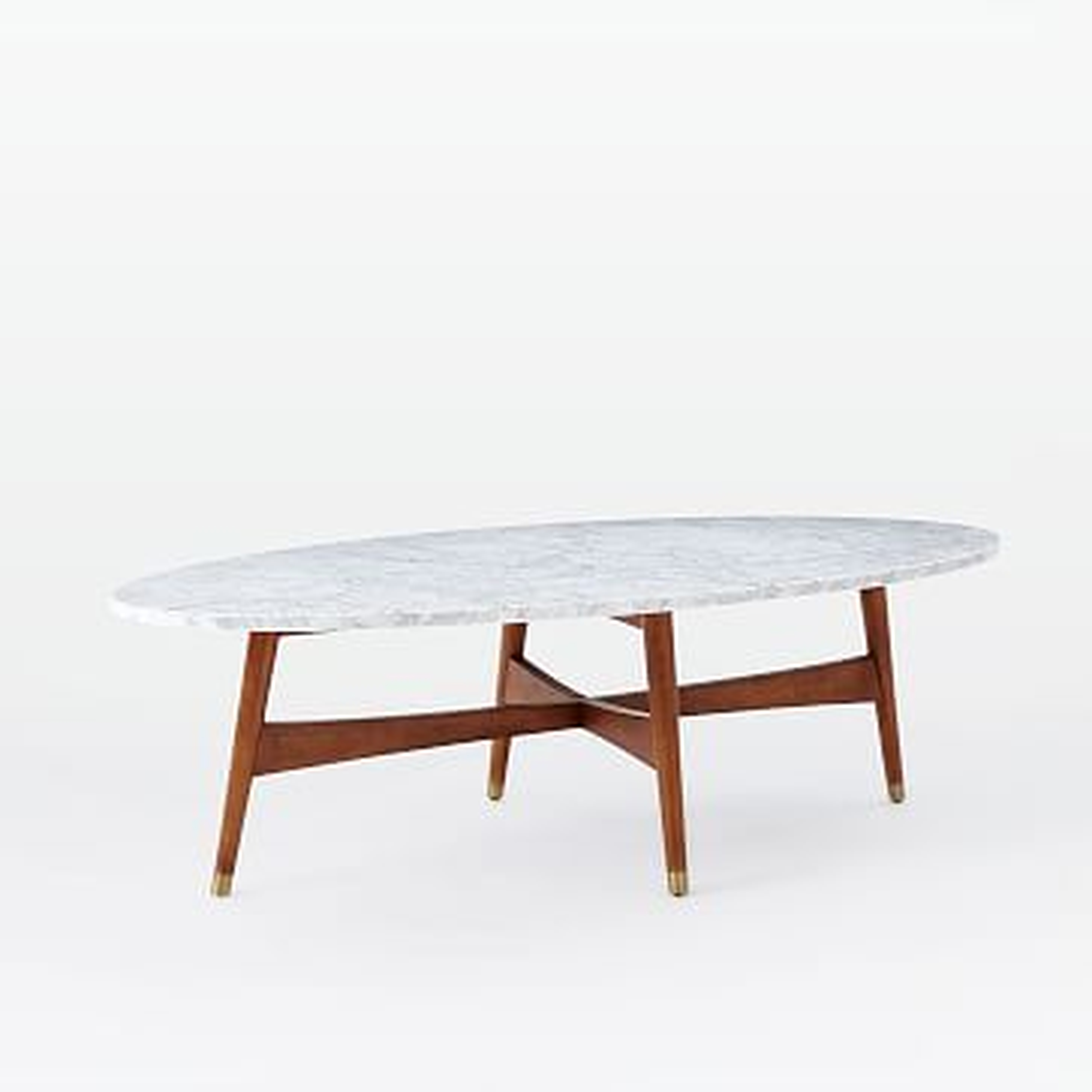 Reeve Mid-Century Oval Coffee Table - Marble/Walnut - West Elm