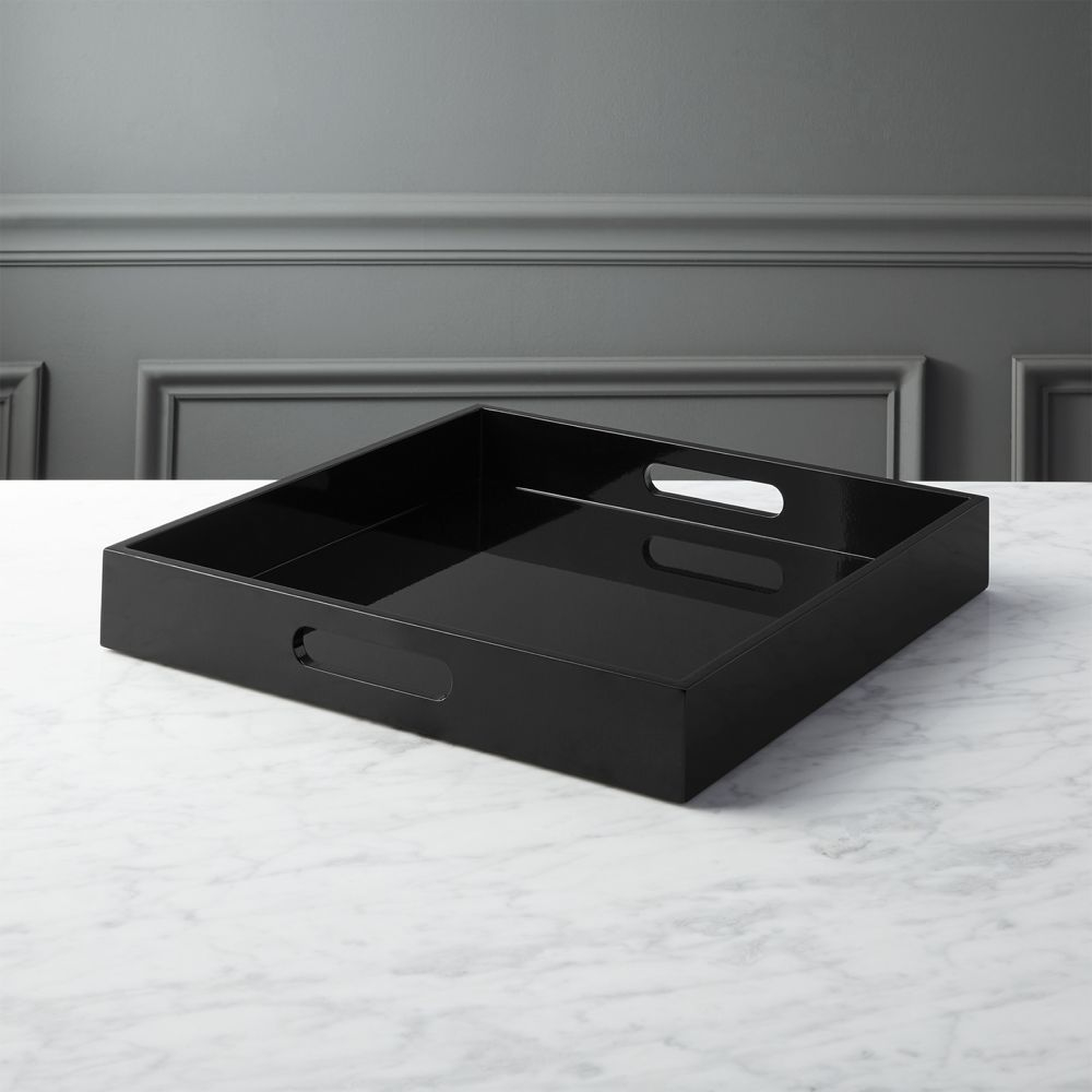 hi-gloss square black tray - CB2
