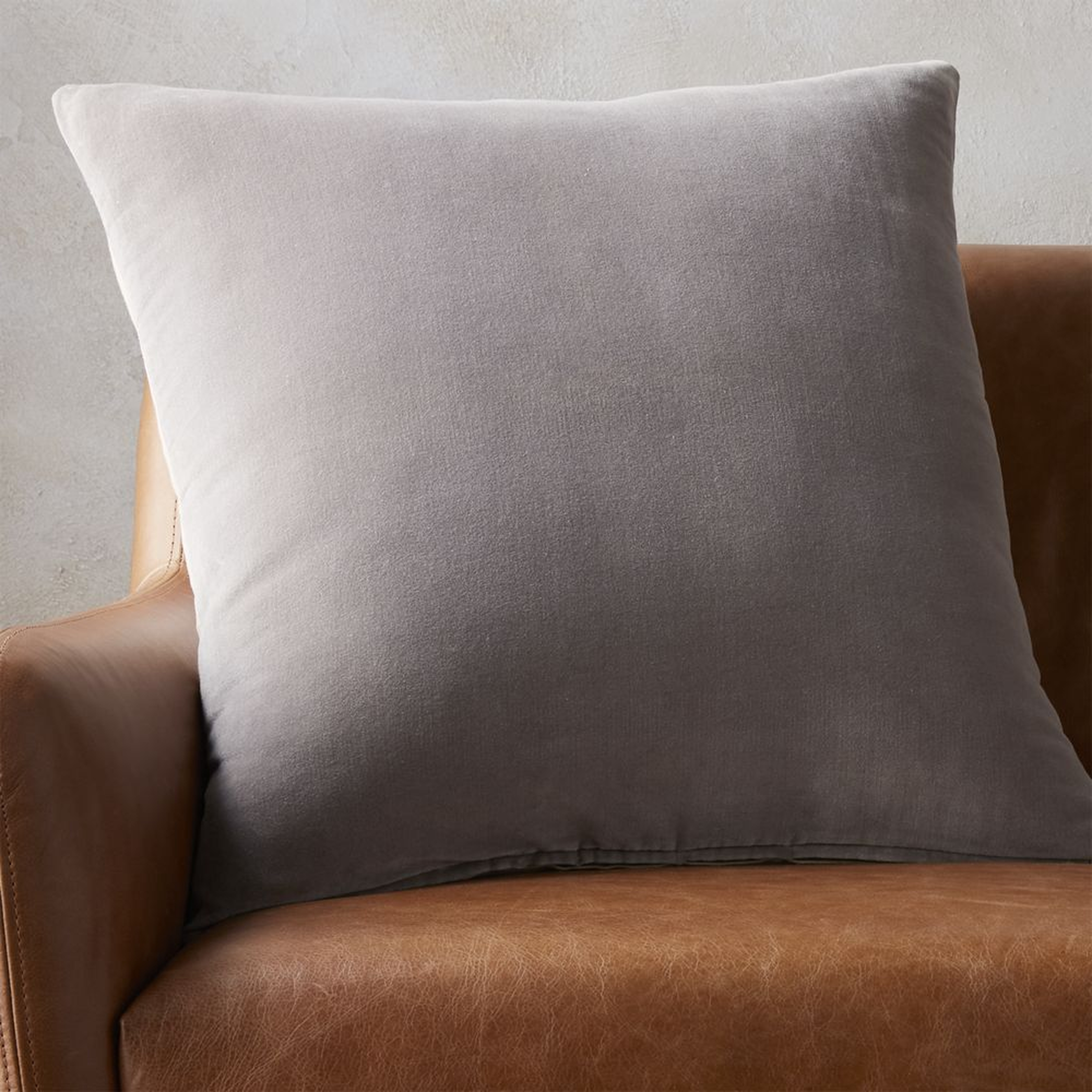 "23"" leisure grey pillow with feather-down insert" - CB2