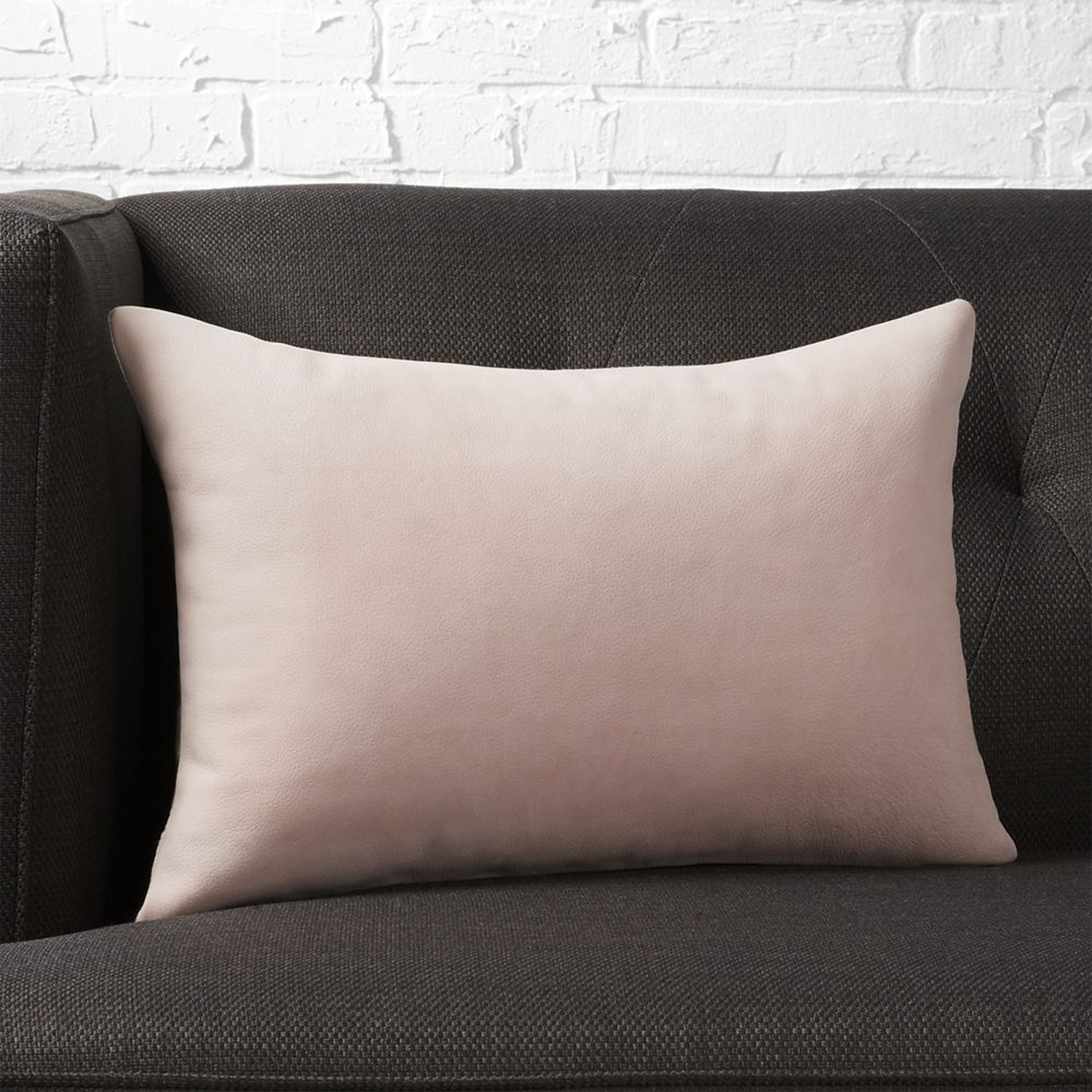 "18""x12"" loki blush leather pillow with feather-down insert" - CB2