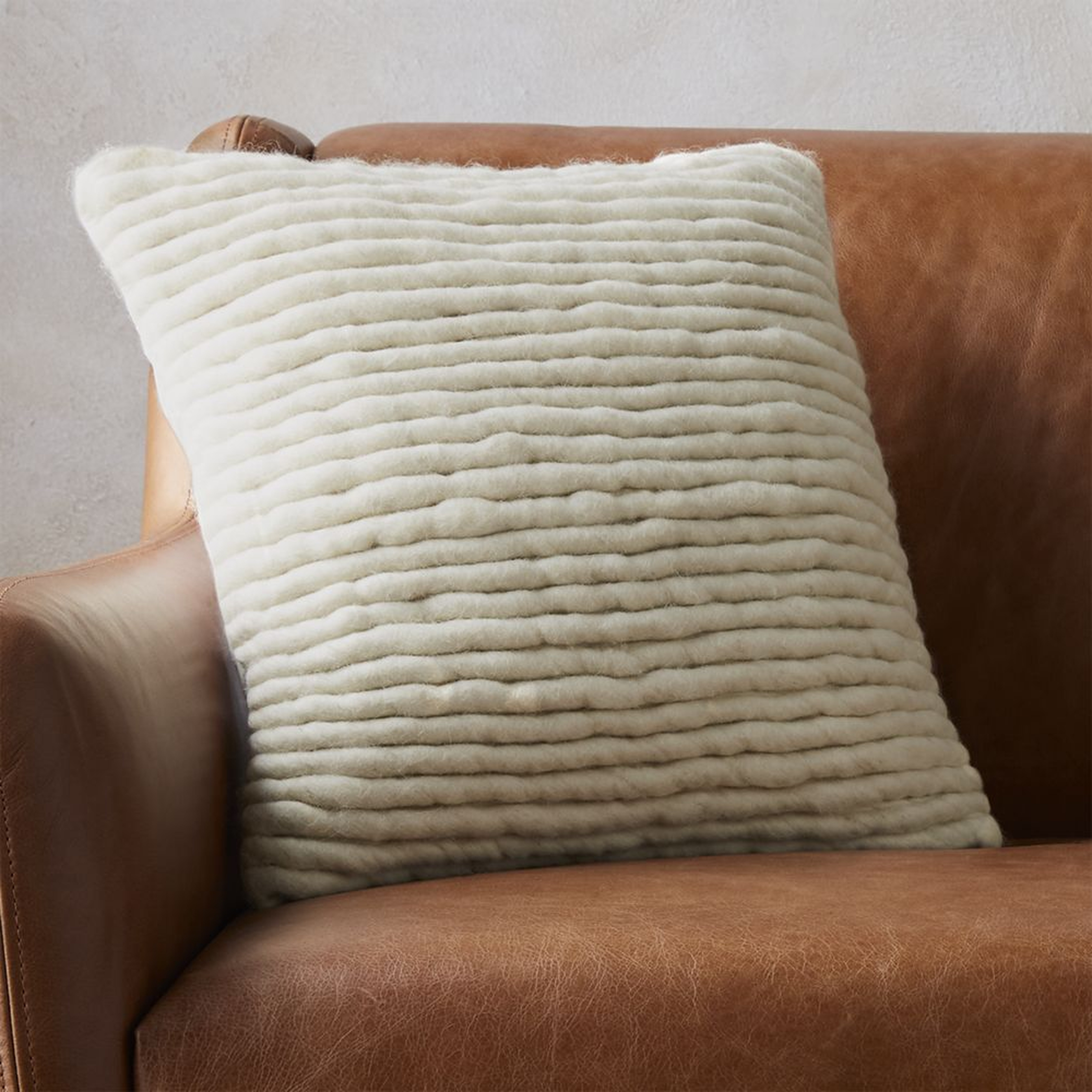 "16"" wool wrap pillow with feather-down insert" - CB2