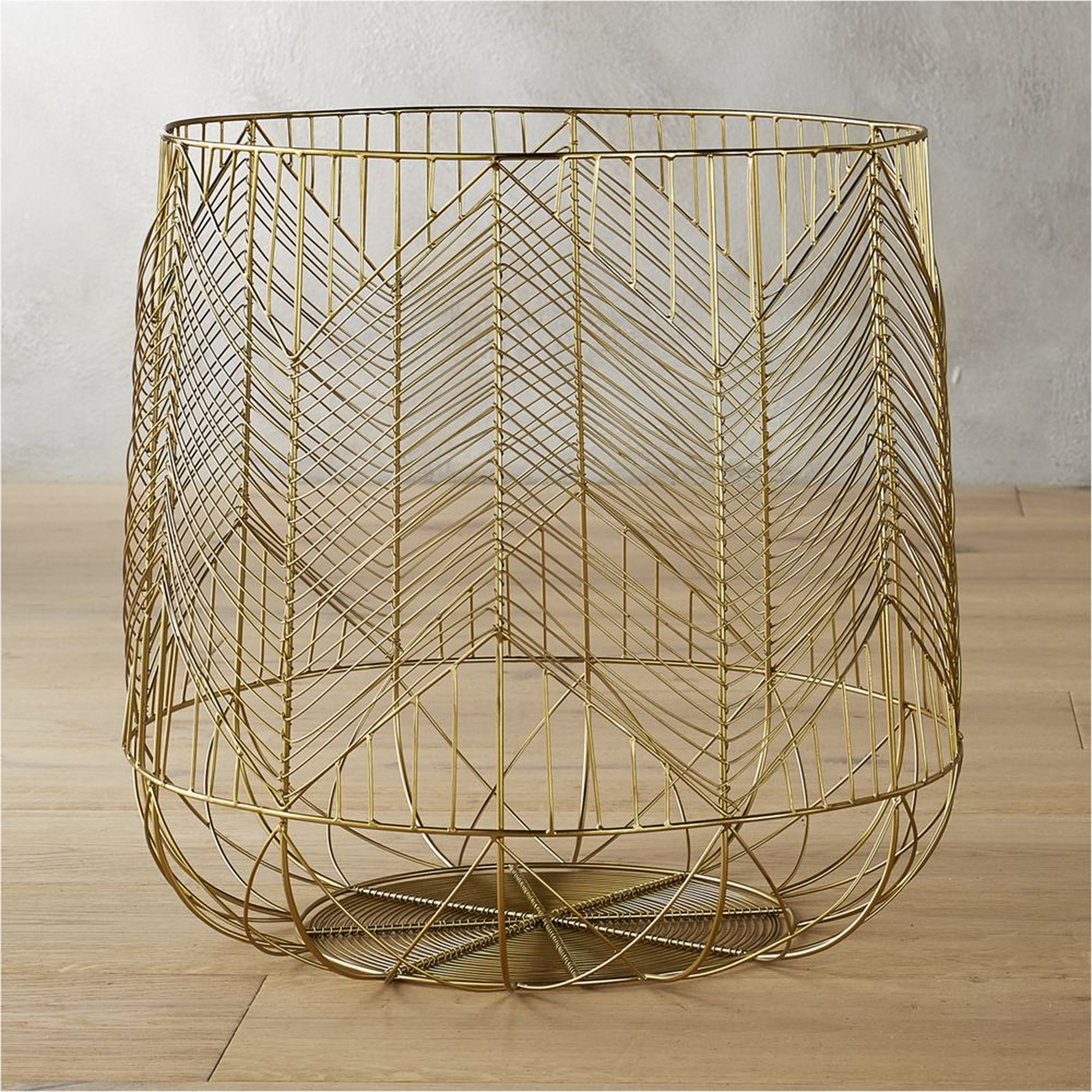 blanche large gold metal basket - CB2