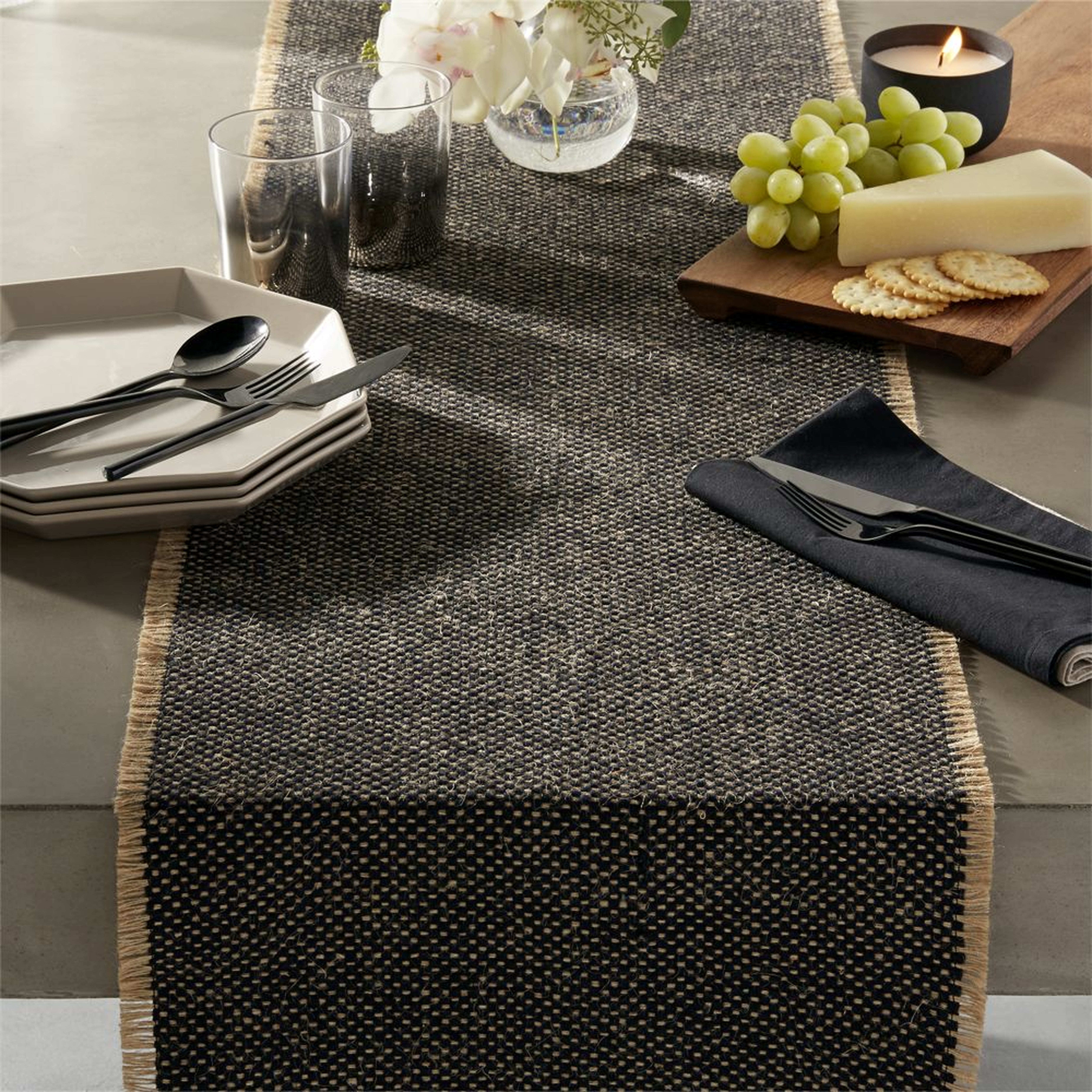 fray cotton and jute table runner - CB2