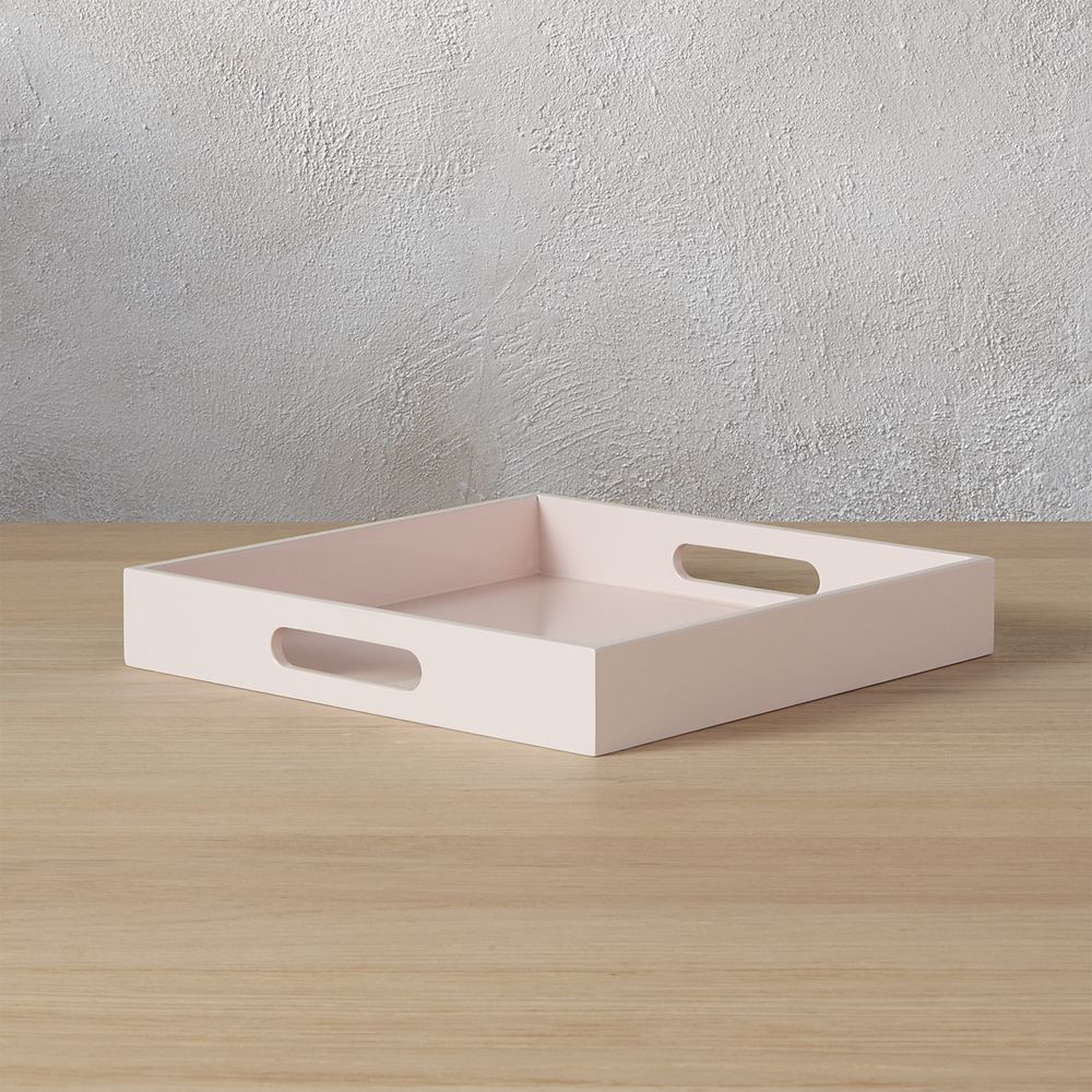 hi-gloss small square pink tray - CB2