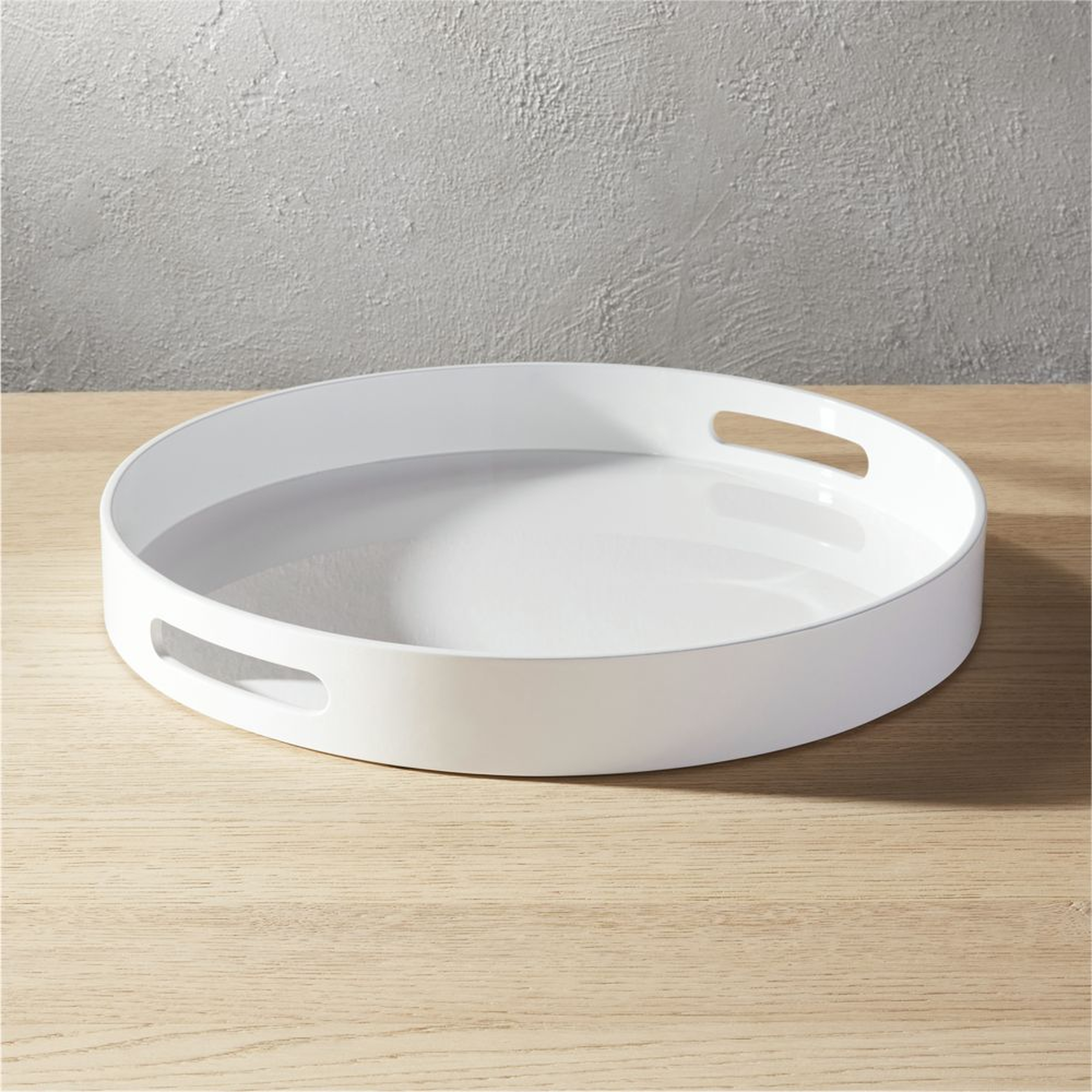 hi-gloss round white tray - CB2