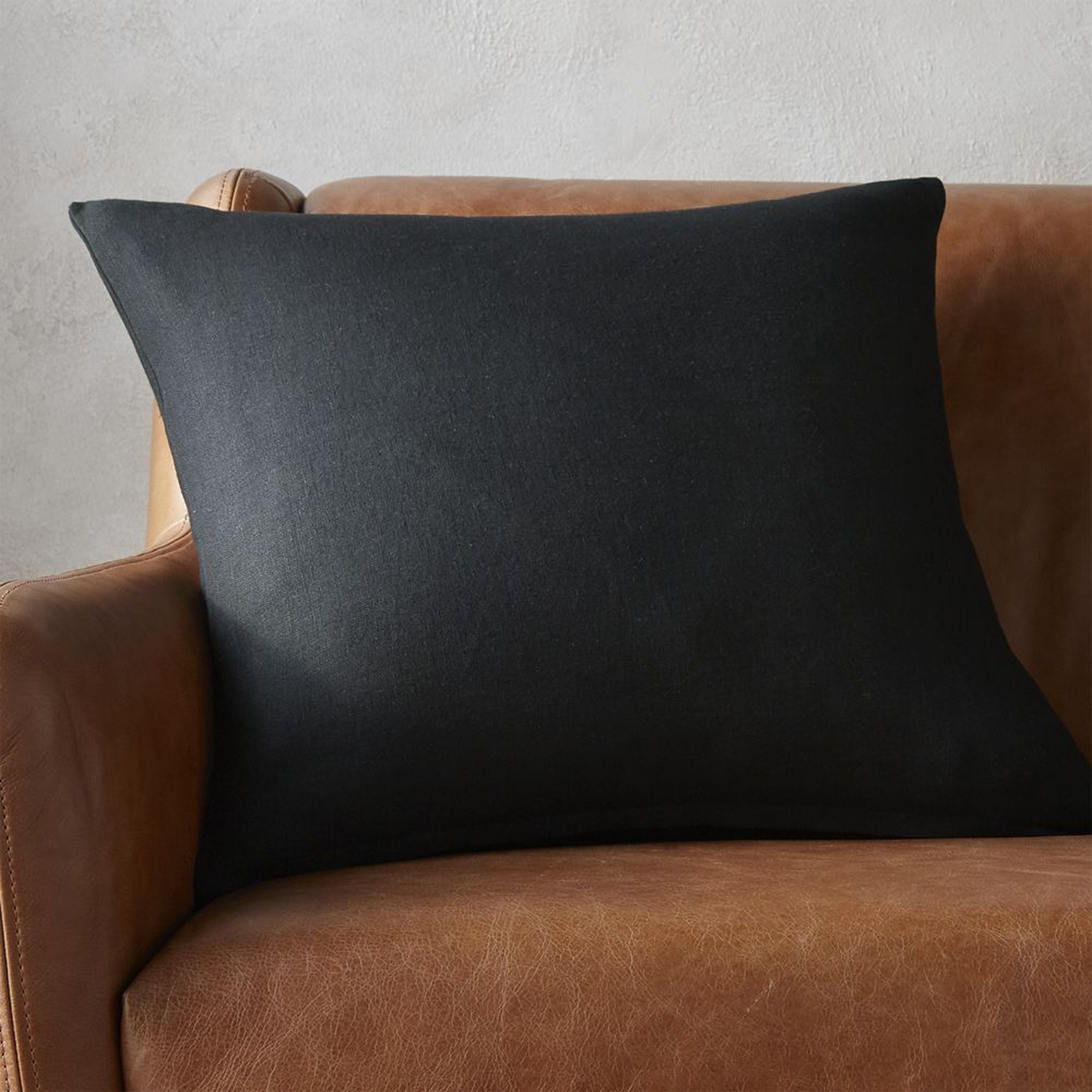 "20"" linon black pillow with feather-down insert" - CB2
