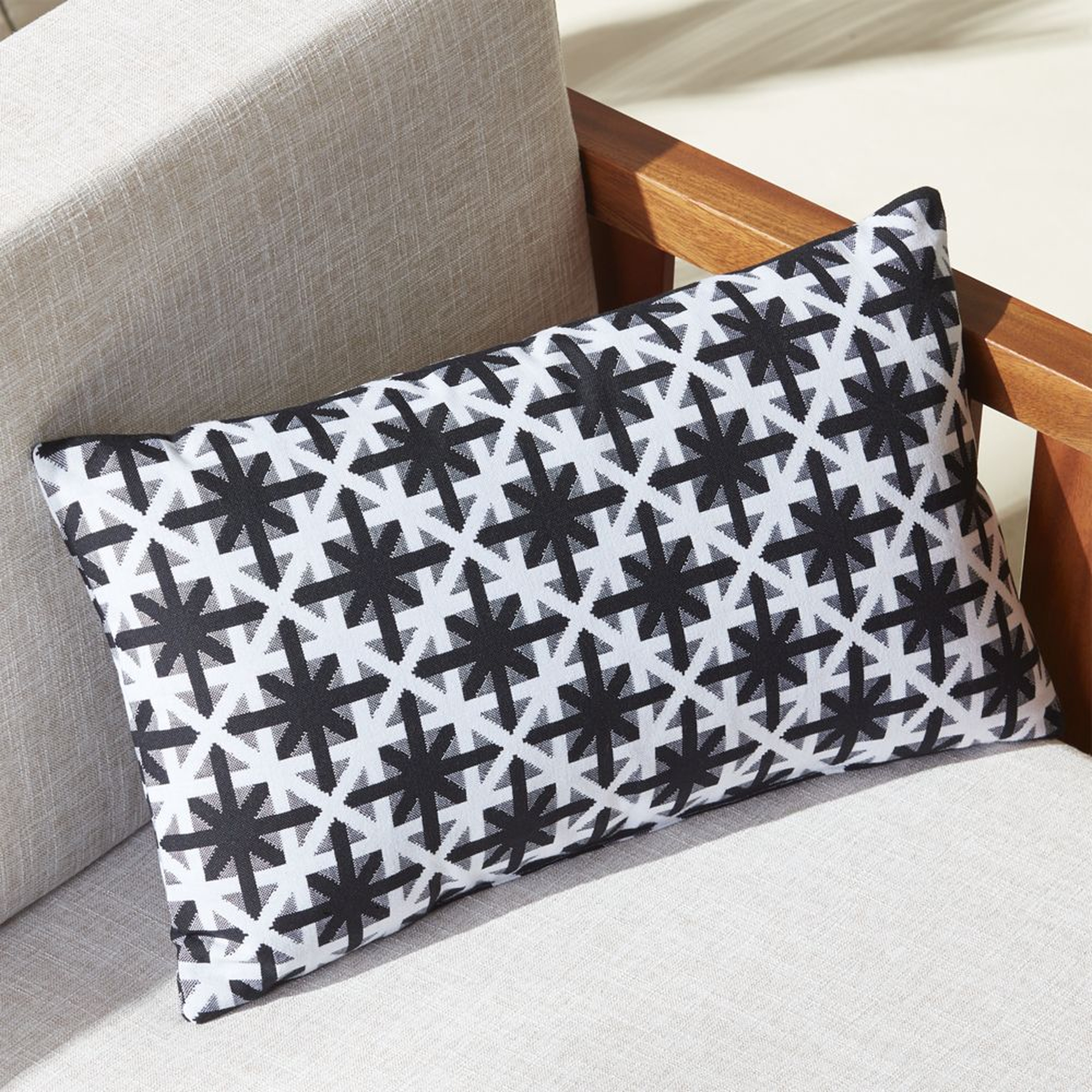 "20""x12"" cafe white and black outdoor pillow" - CB2