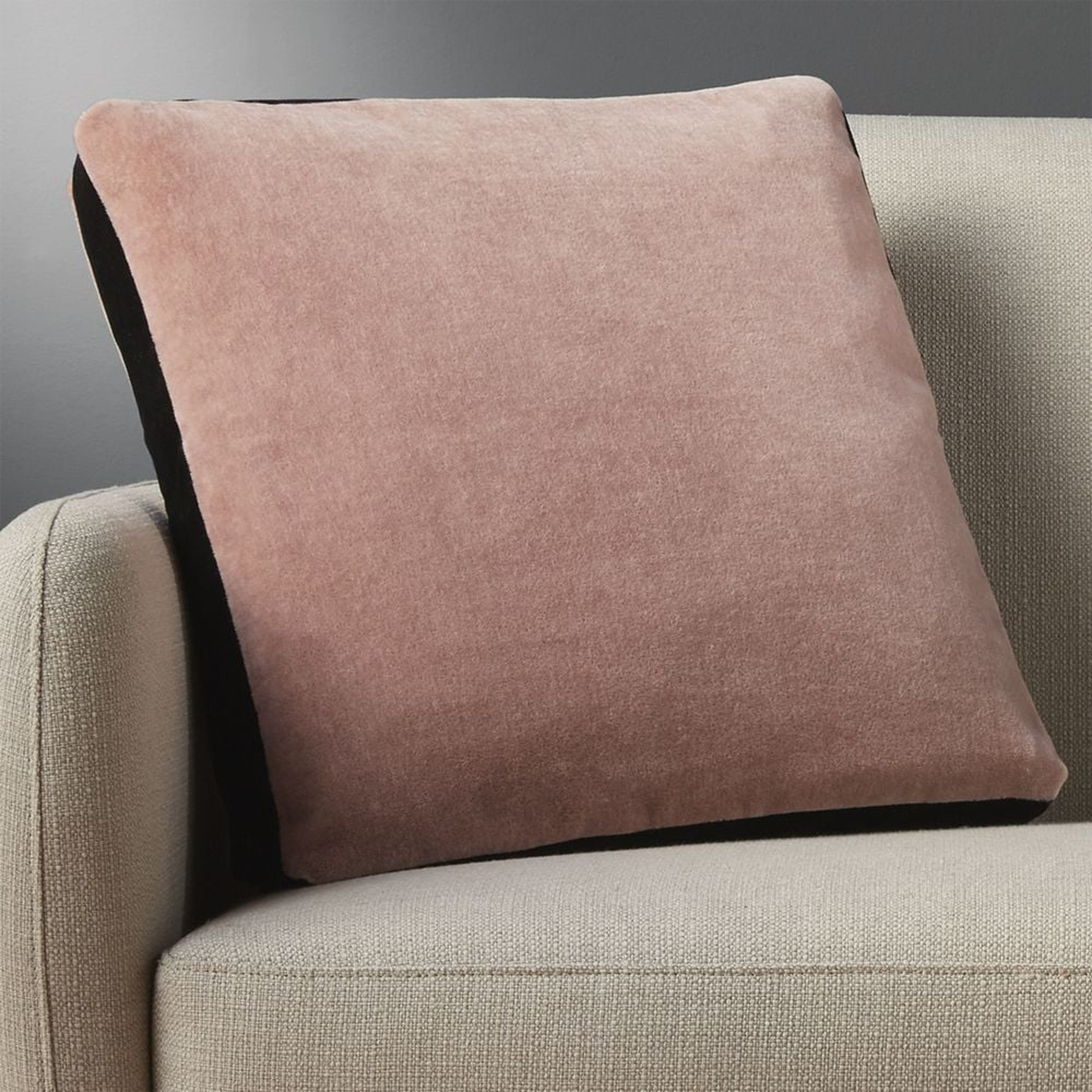 "18"" mohair pink pillow with feather-down insert" - CB2