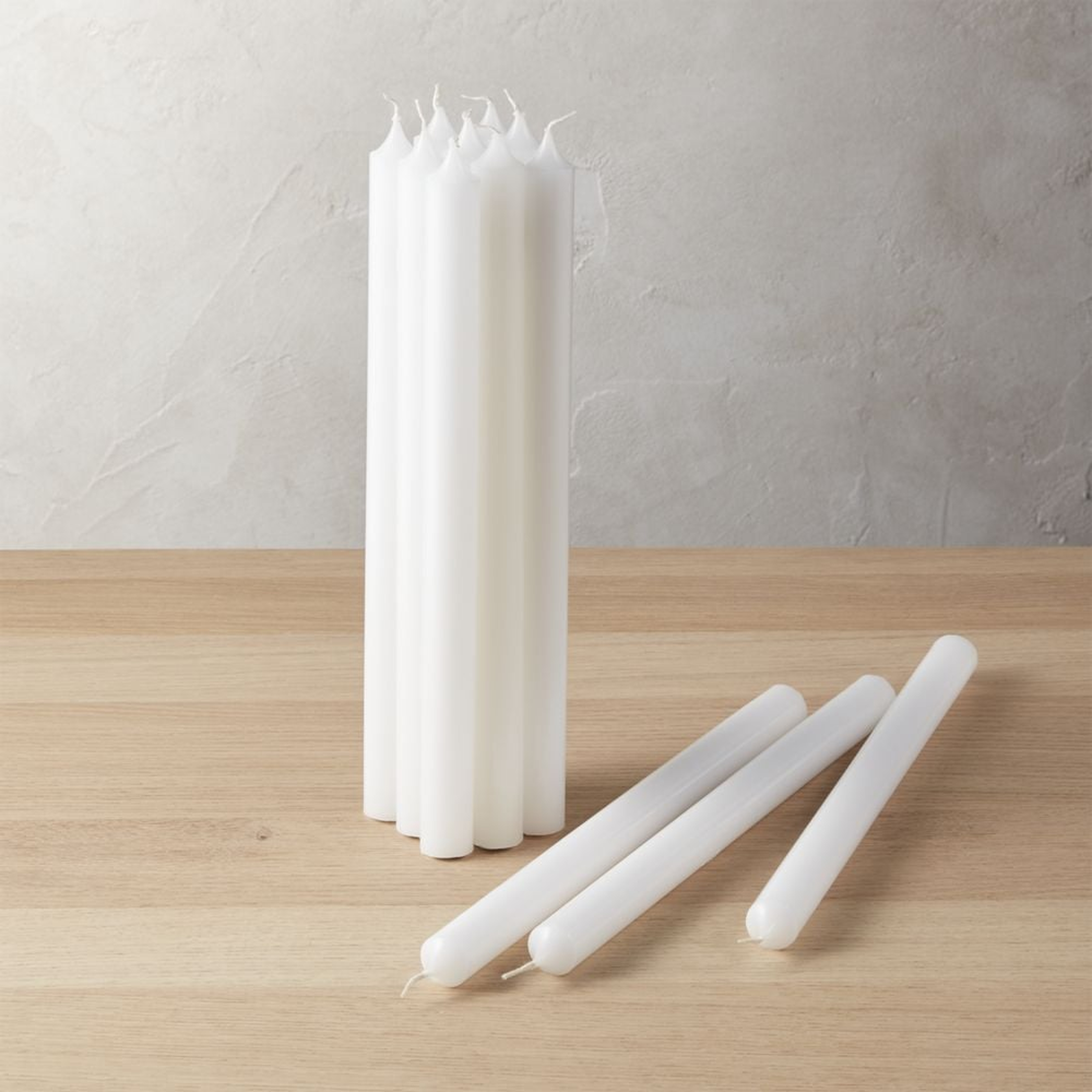 Set of 12 White Taper Candles - CB2