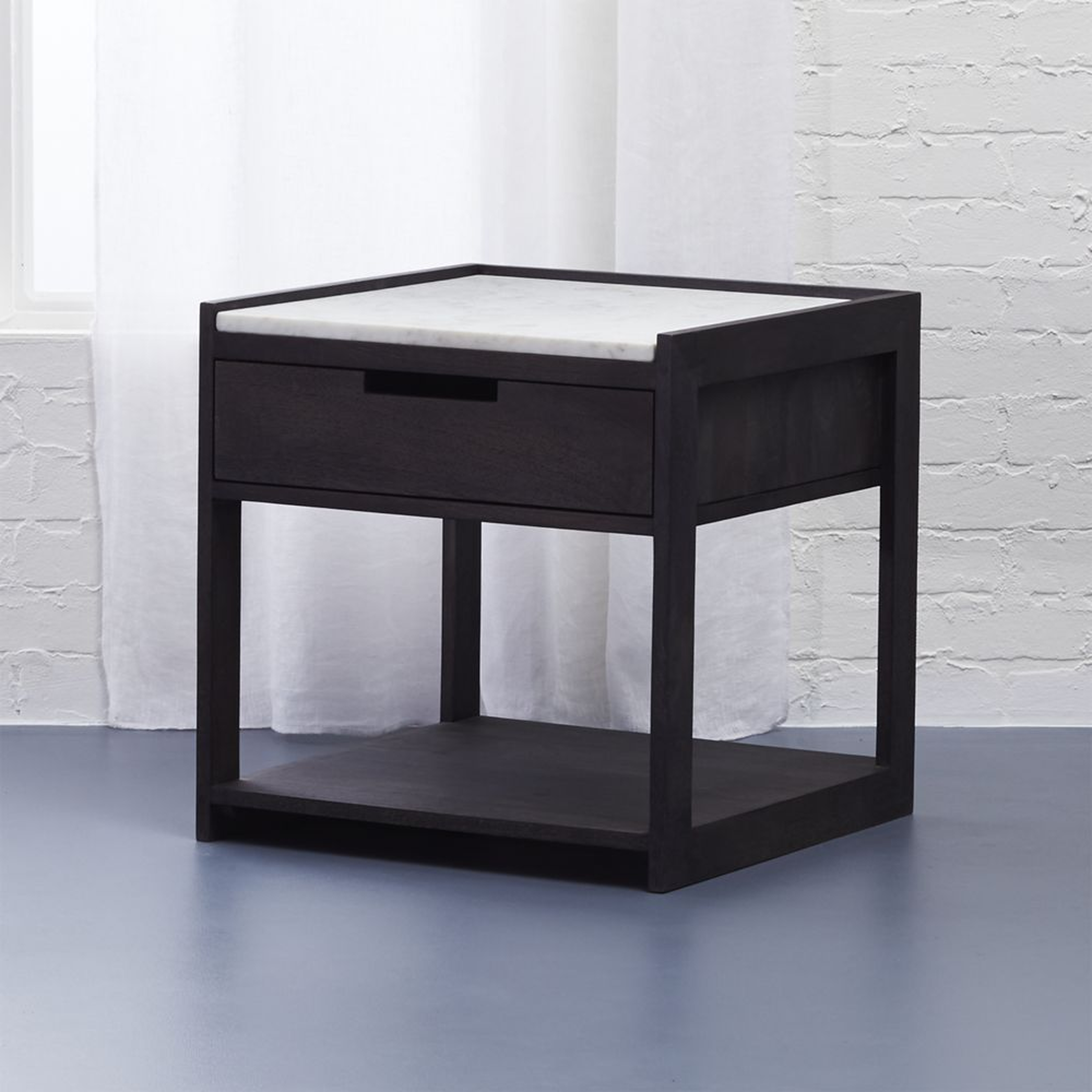 Tux Dark Wood Nightstand with Marble Top - CB2
