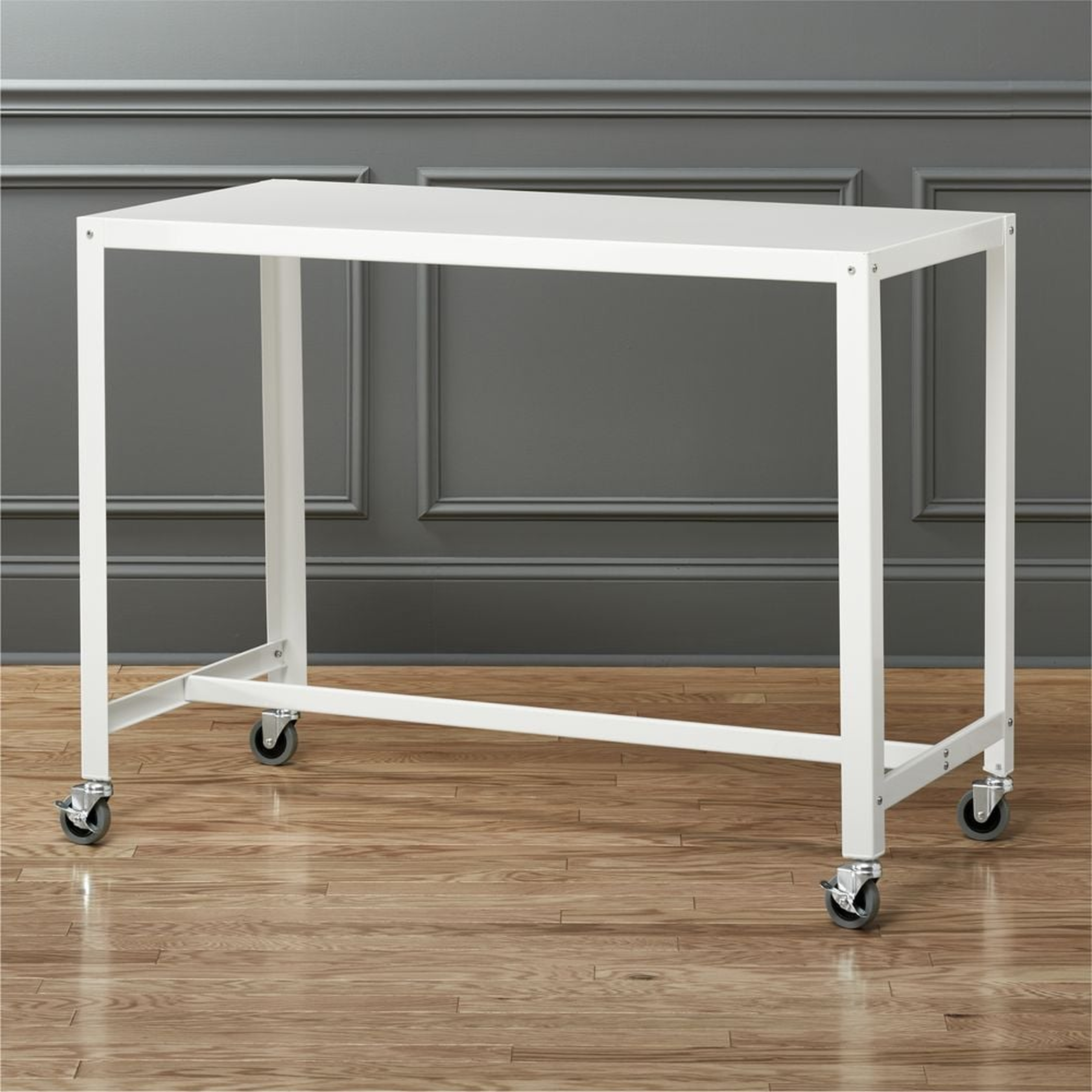 go-cart white rolling counter table-stand up desk - CB2