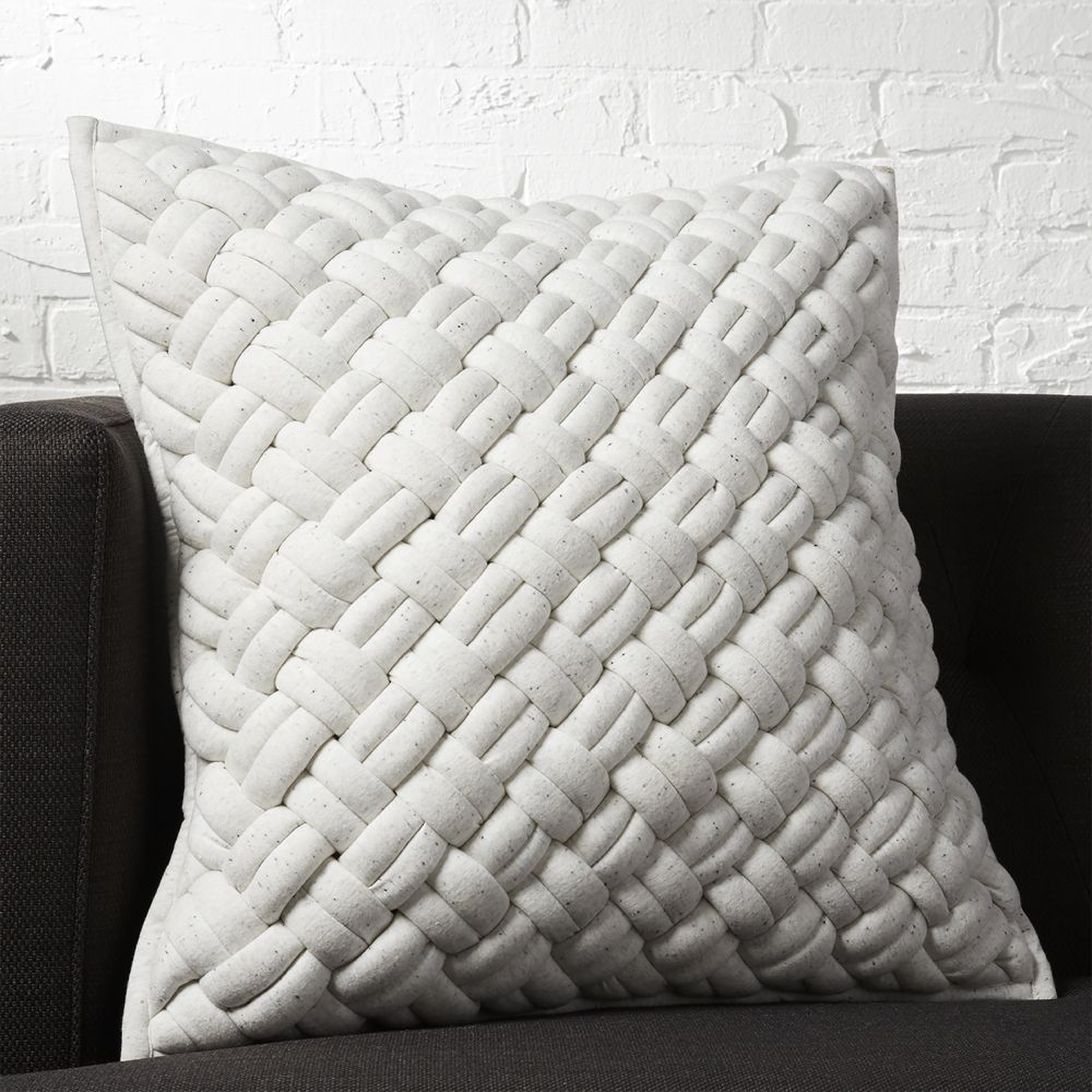 20" jersey interknit ivory pillow with feather-down insert - CB2