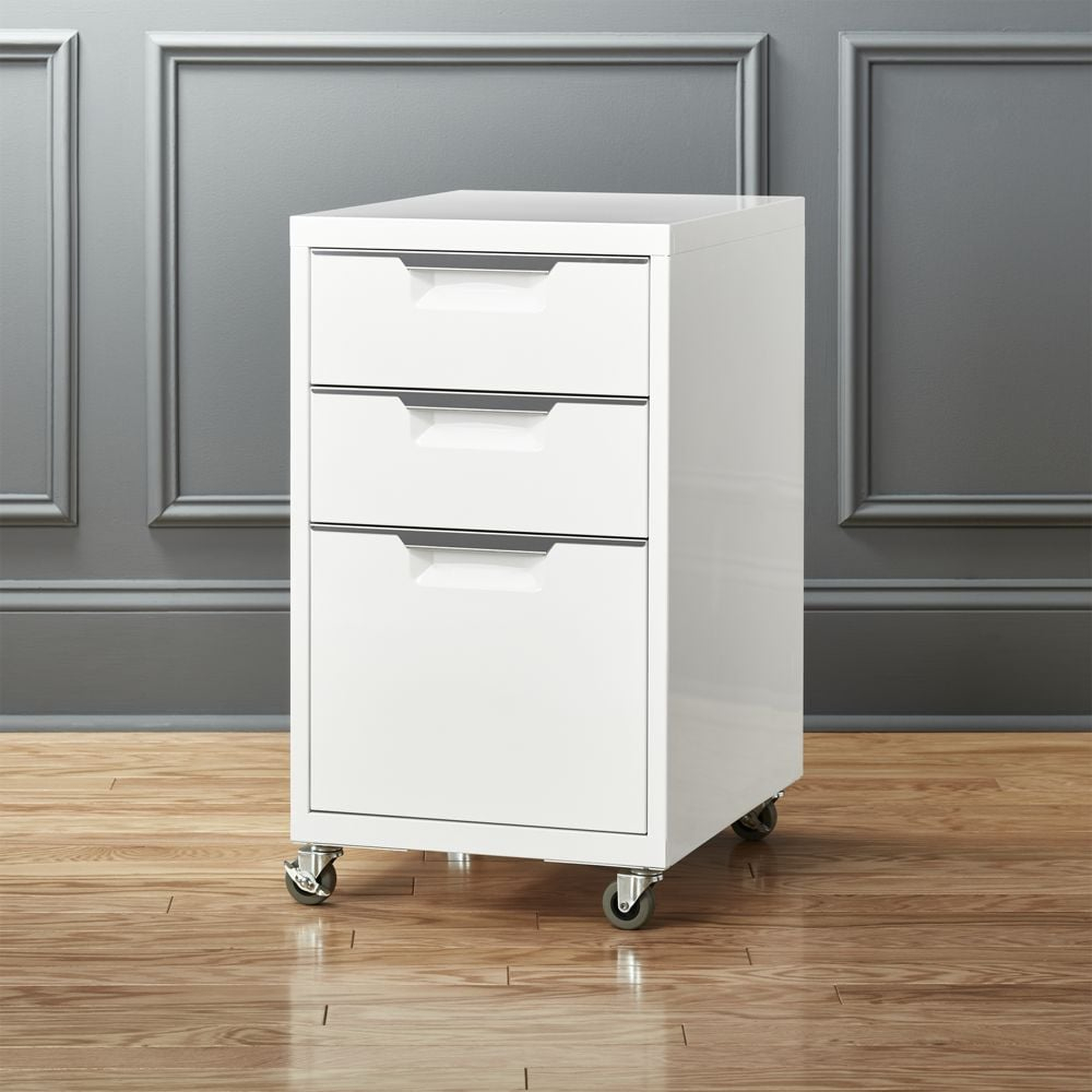 TPS white 3-drawer filing cabinet - CB2