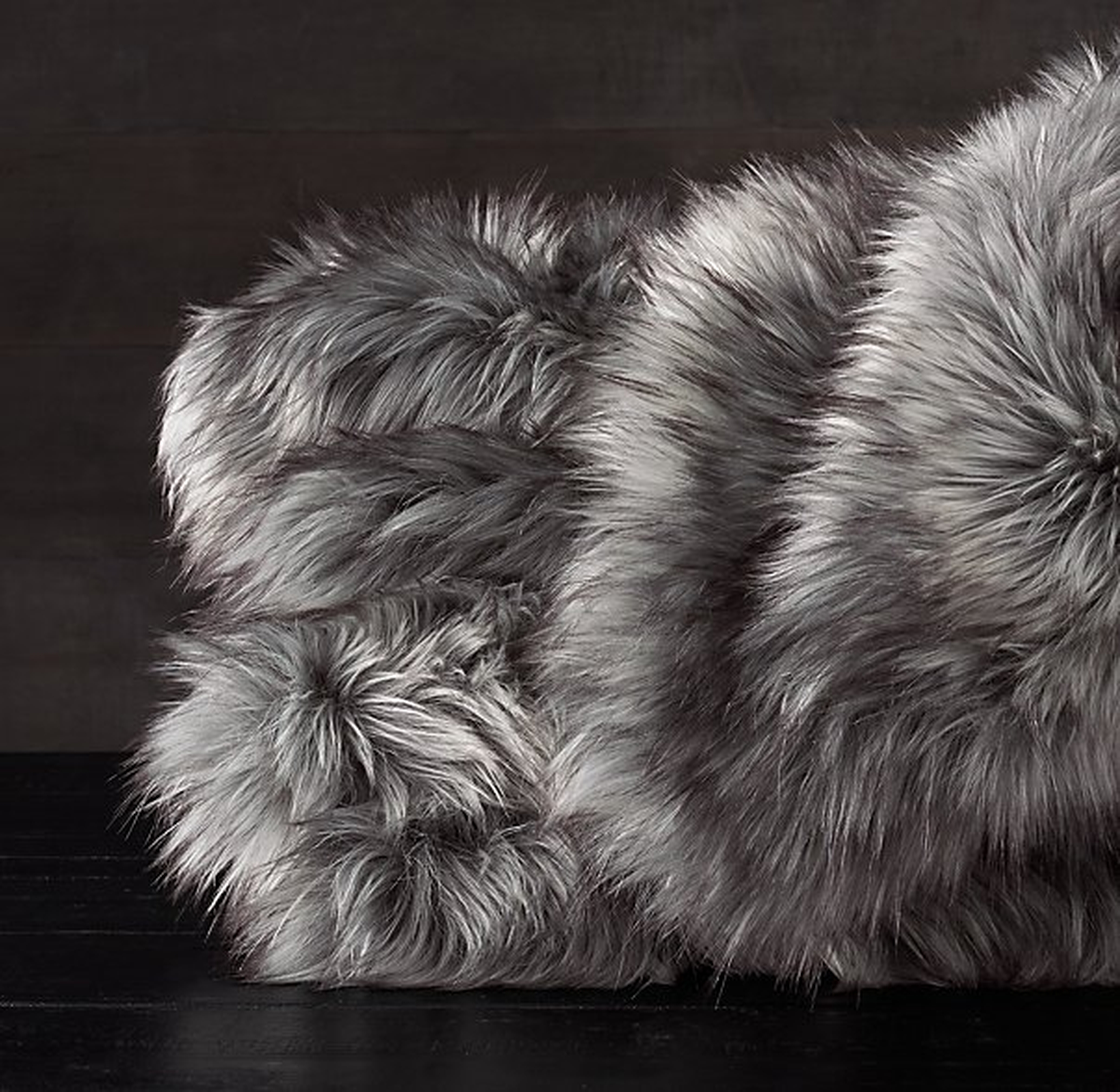 ULTRA FAUX FUR OVERSIZED BED THROW - GRAPHITE - RH