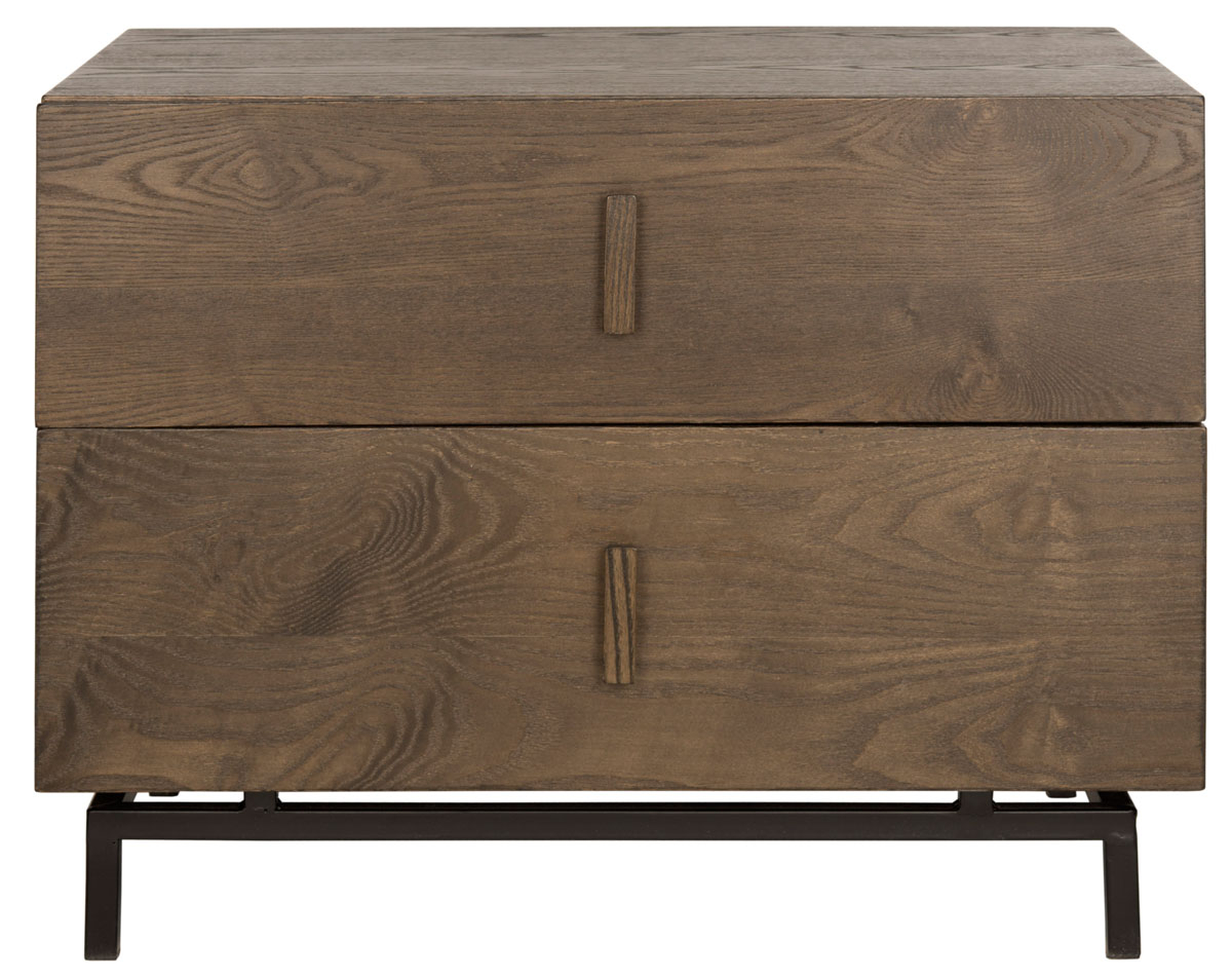 Herschel Mid Century Scandinavian Lacquer Two Drawer Cabinet - Dark Brown/Black - Safavieh - Arlo Home