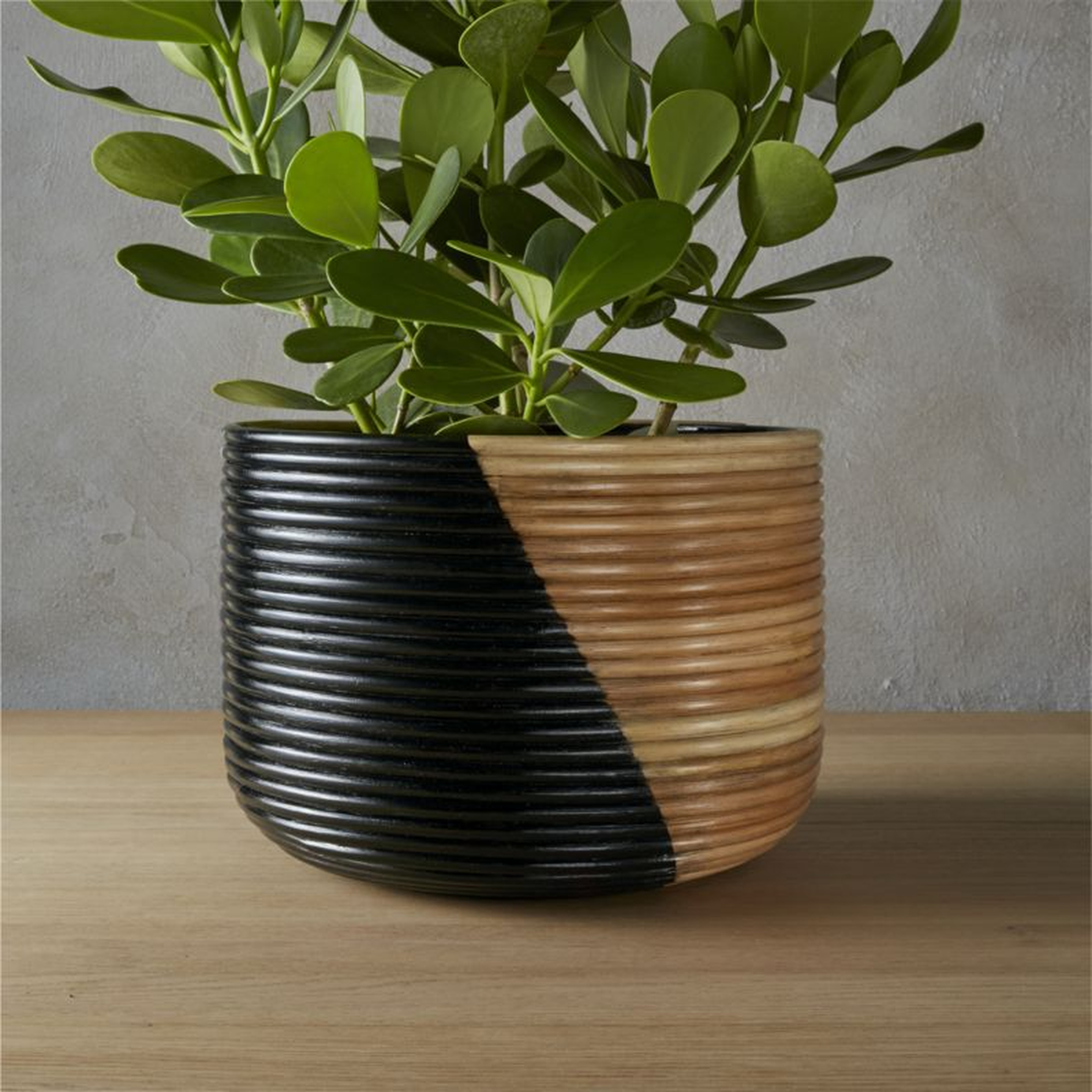 basket large black planter - CB2
