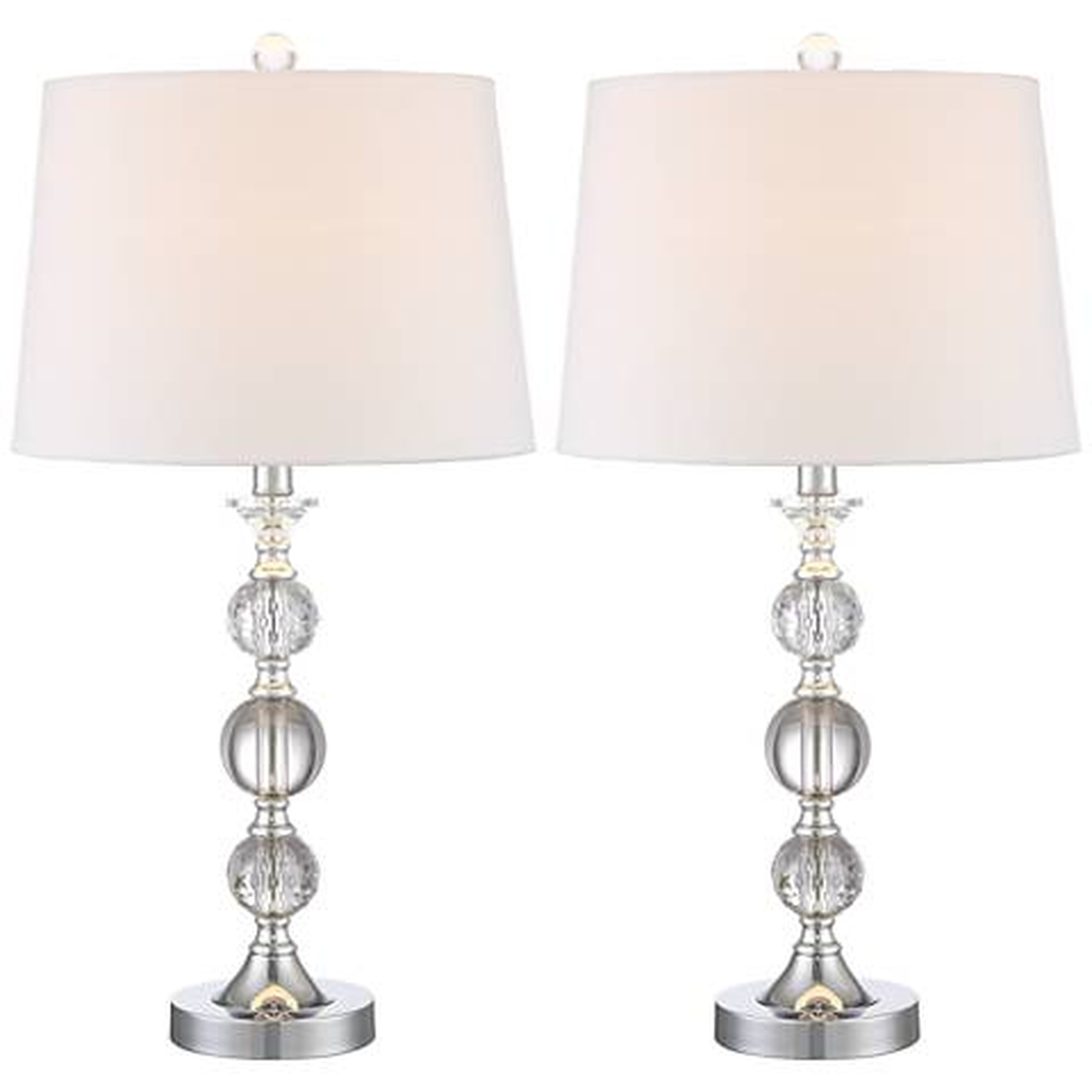 360 Lighting Solange Silver and Stacked Crystal Table Lamps Set of 2 - Lamps Plus
