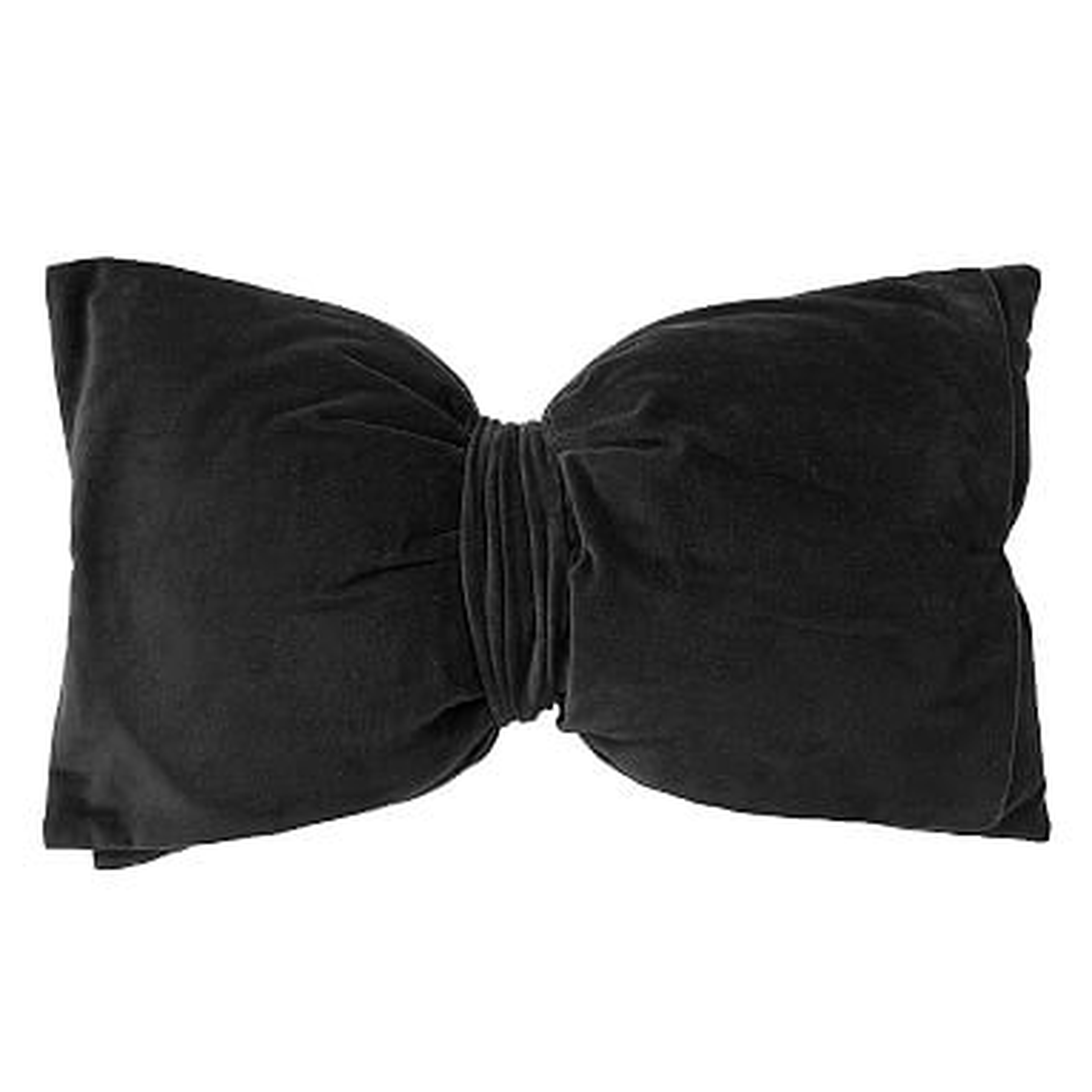 The Emily & Meritt Velvet Bow Pillow, Black, 18" x 10.5" - Pottery Barn Teen