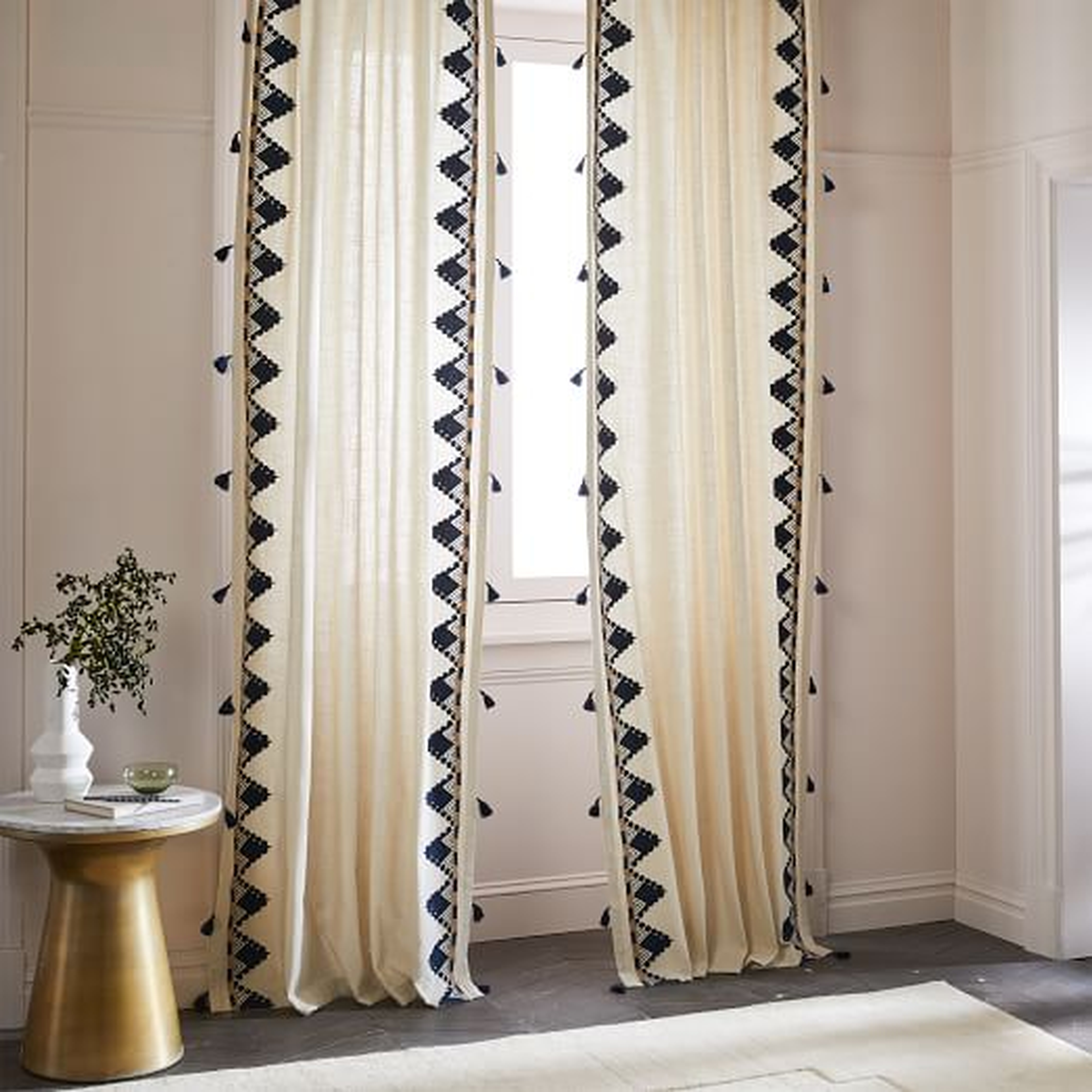 Embroidered Border Curtain - West Elm