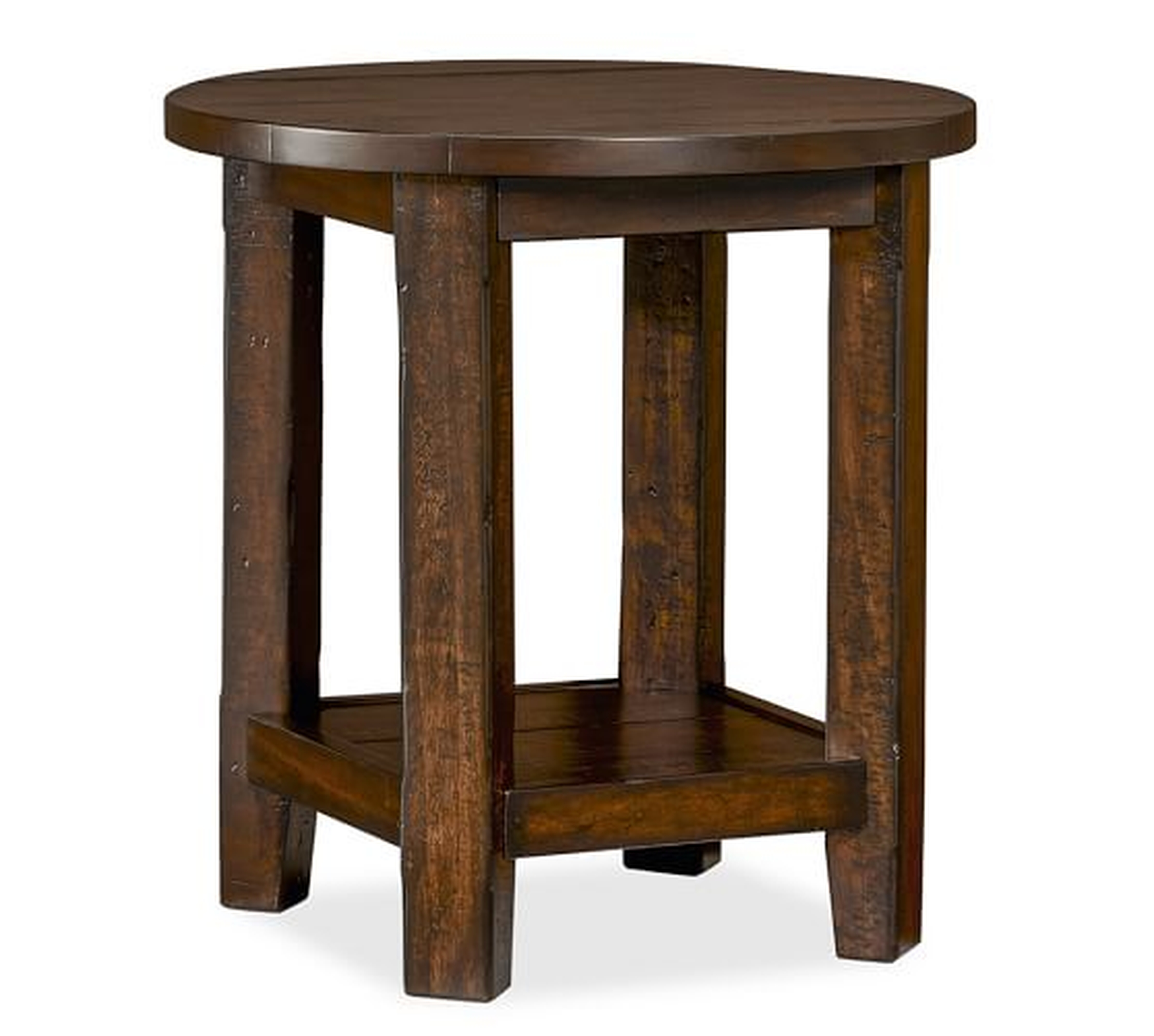 BENCHWRIGHT ROUND SIDE TABLE, RUSTIC MAHOGANY - Pottery Barn