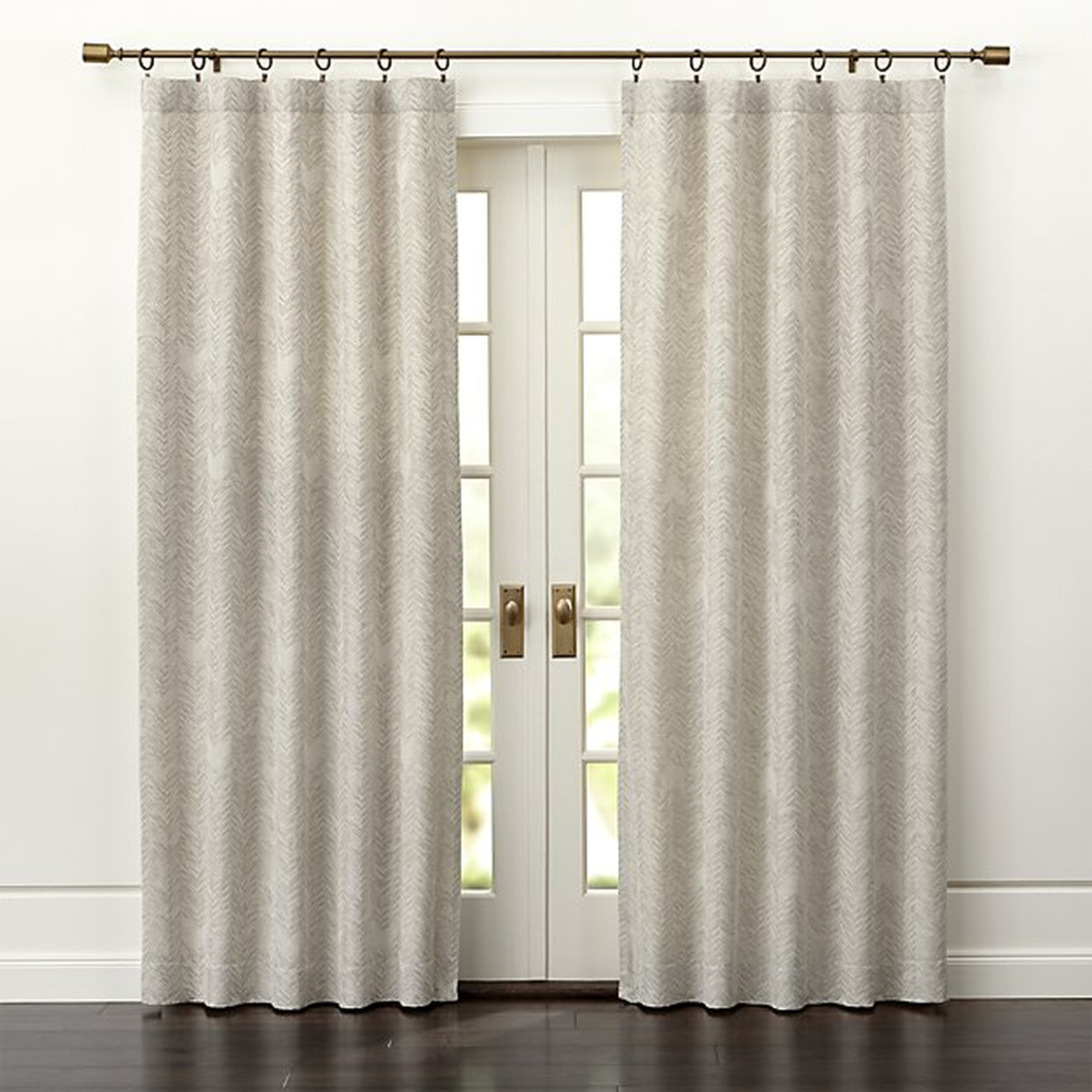 Dover Cream/Taupe Curtain Panel - 50" x 96" - Crate and Barrel