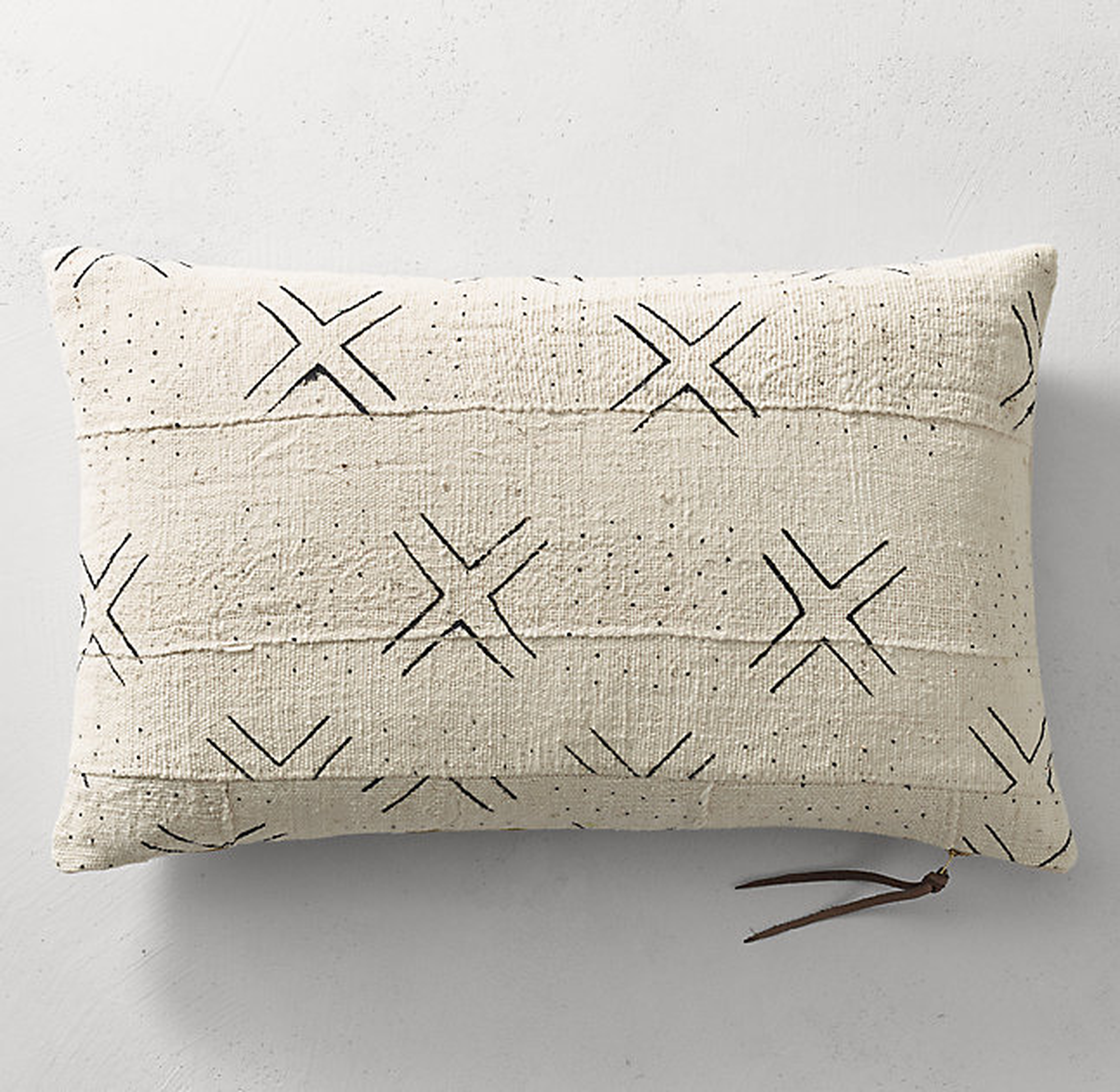 Handwoven African Mud Cloth X DOT Pillow Cover - Natural - 13" x 21" - No Insert - RH