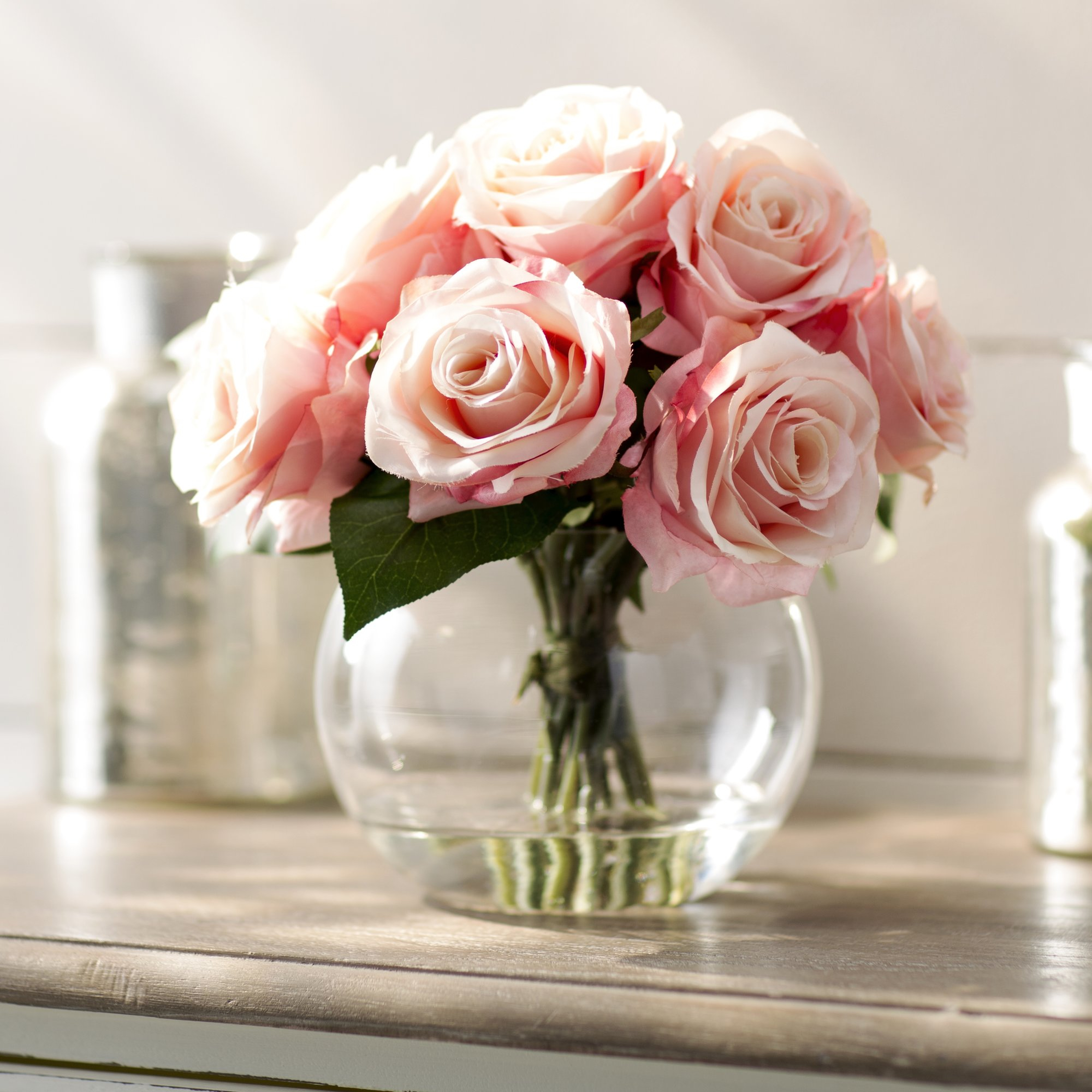 Roses in Glass Vase - Wayfair