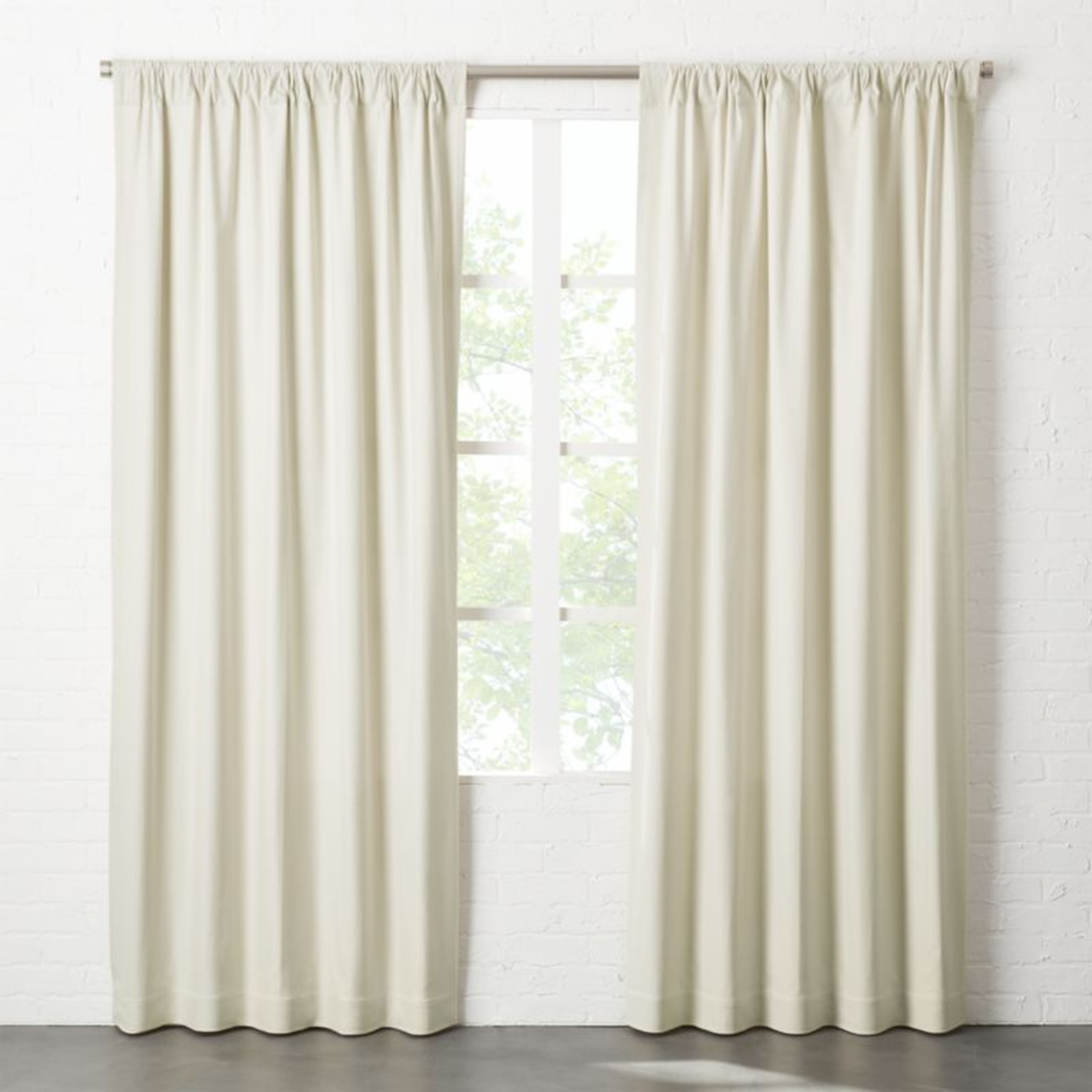 Basketweave Natural Tan Cotton Window Curtain Panel 48"x120" - CB2
