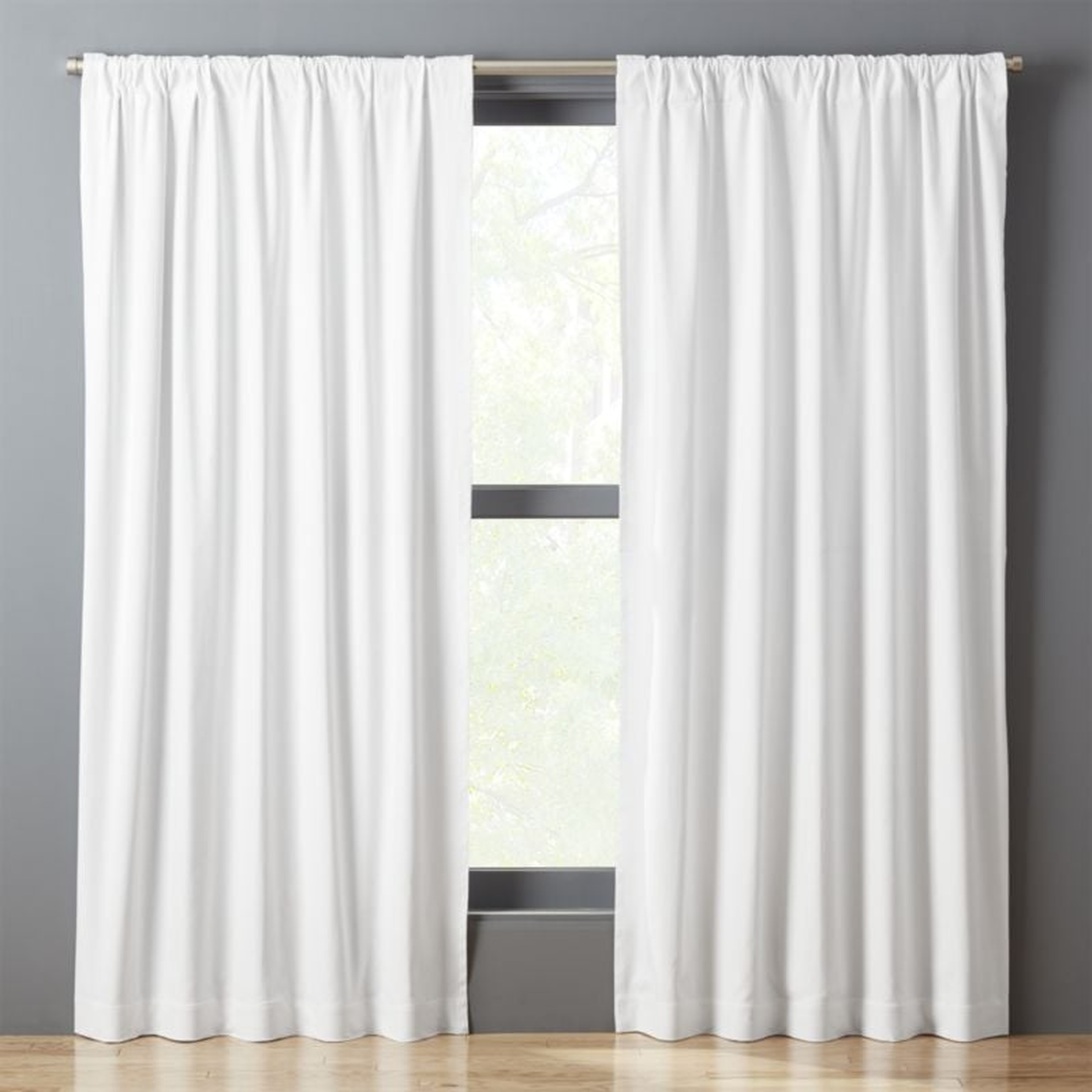 Basketweave White Cotton Window Curtain Panel 48"x108" - CB2