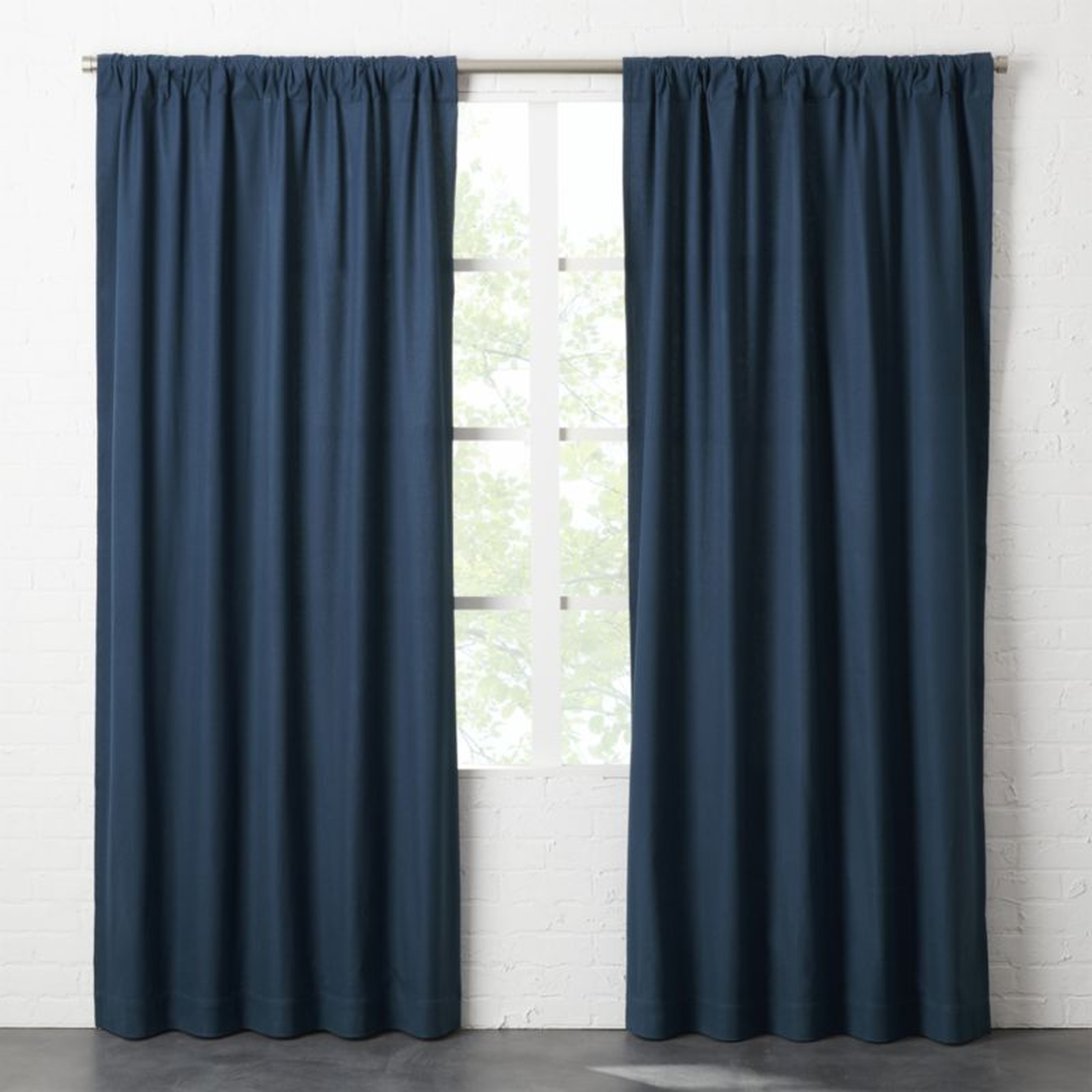 "Navy Blue Basketweave II Curtain Panel 48""x96""" - CB2