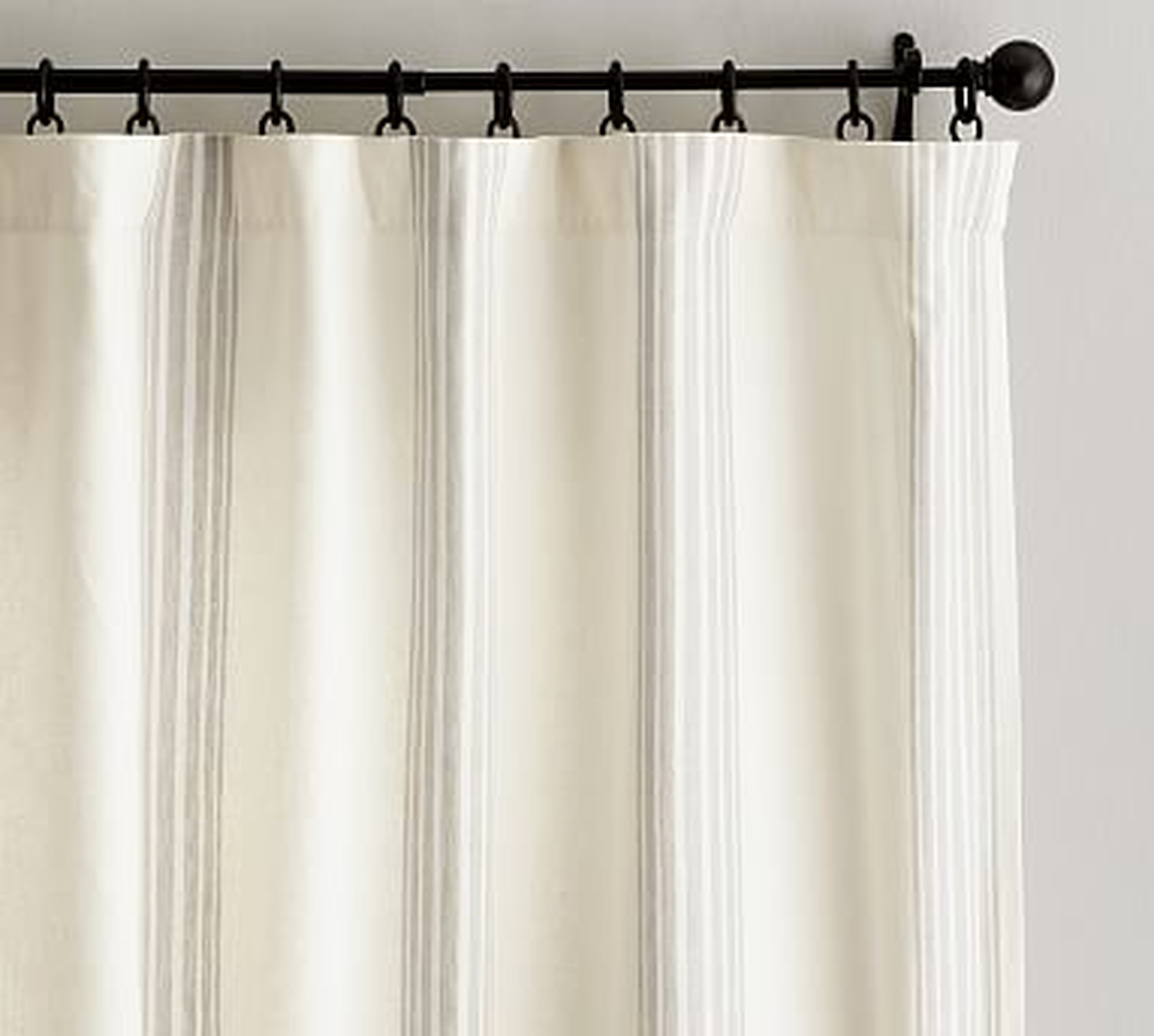 Riviera Striped Linen/Cotton Curtain, 50 x 84", Sandalwood - Pottery Barn