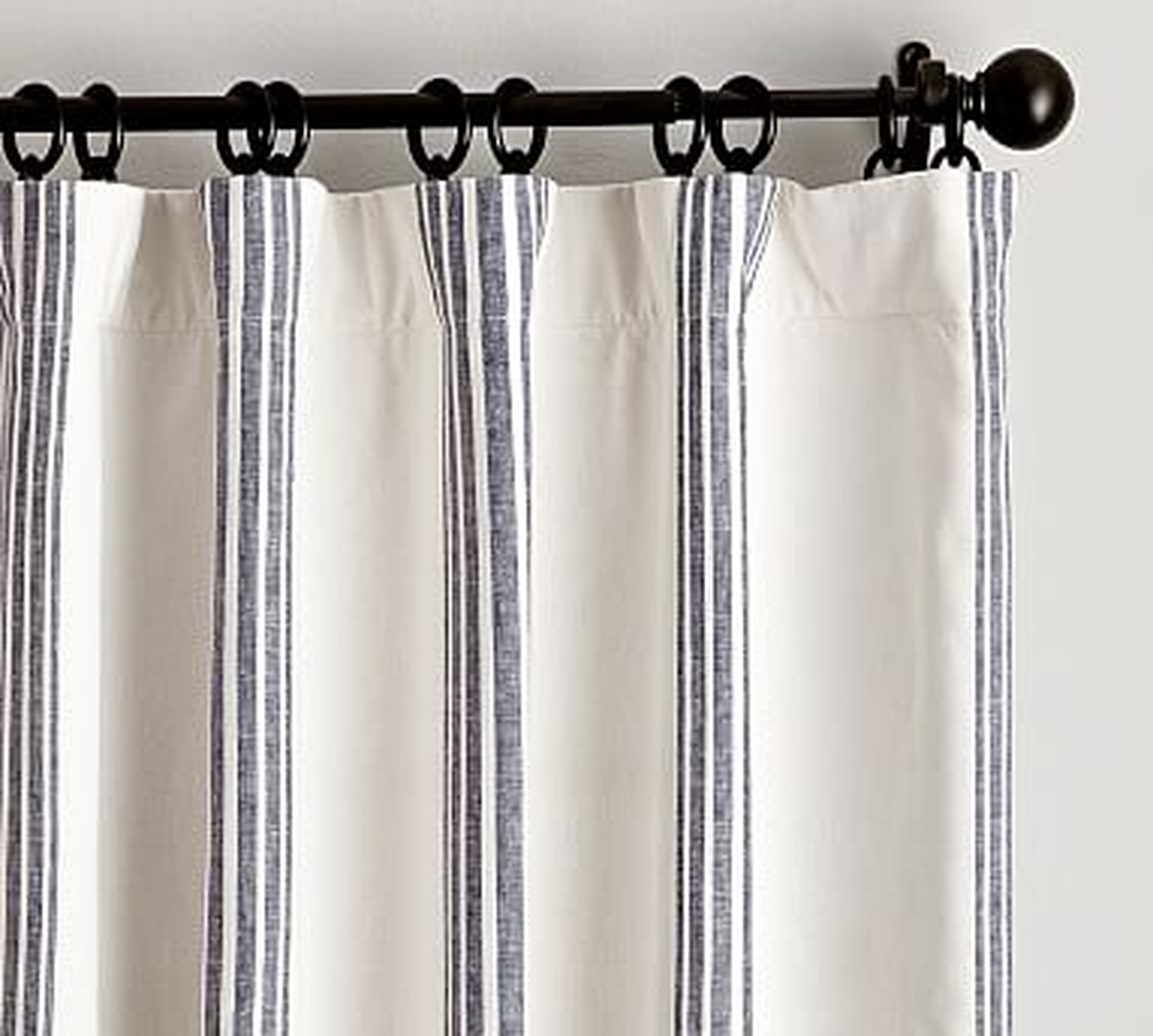 Riviera Striped Linen/Cotton Curtain, 50 x 84", Navy - Pottery Barn