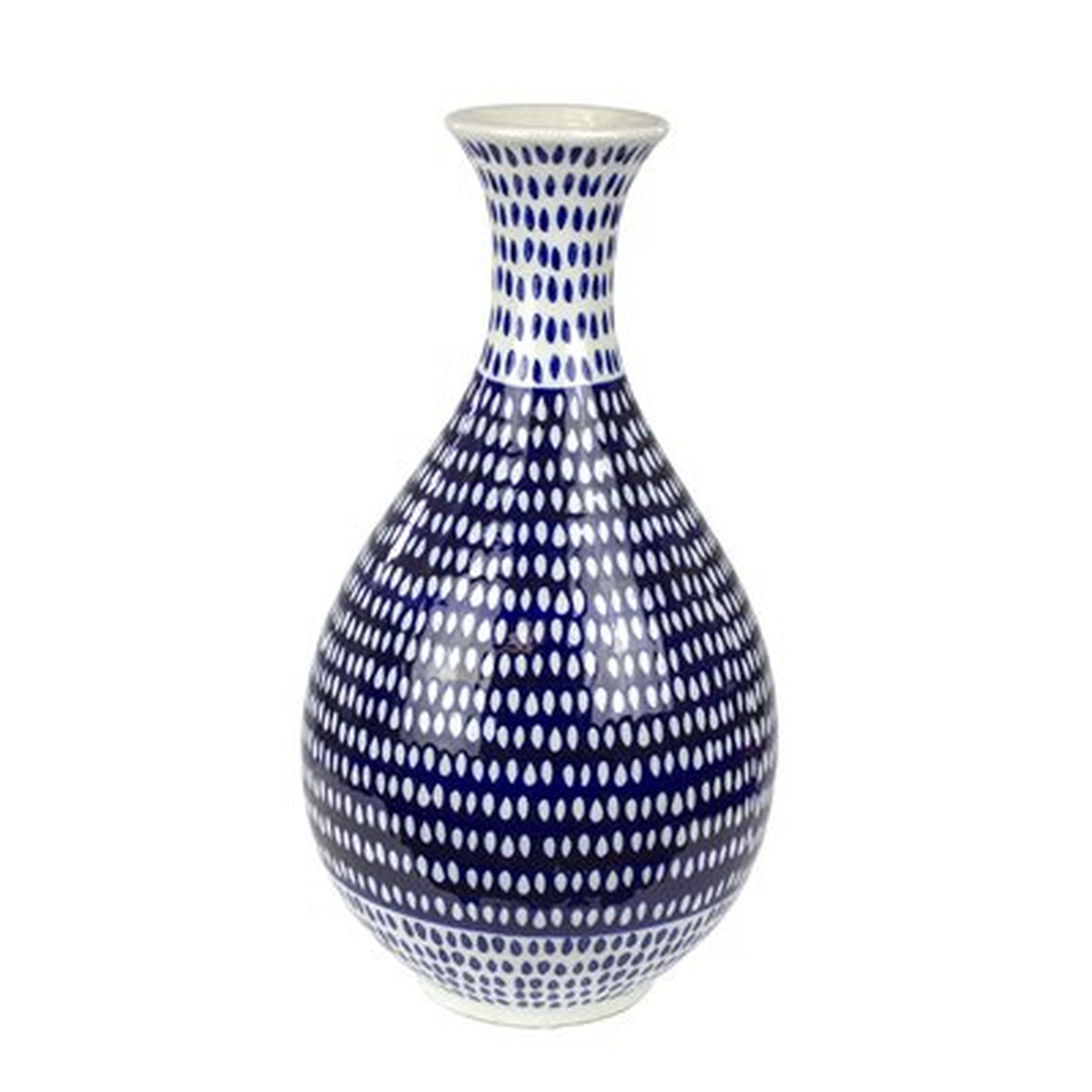 "Blue/White Eclectic Ceramic Table Vase" - Wayfair