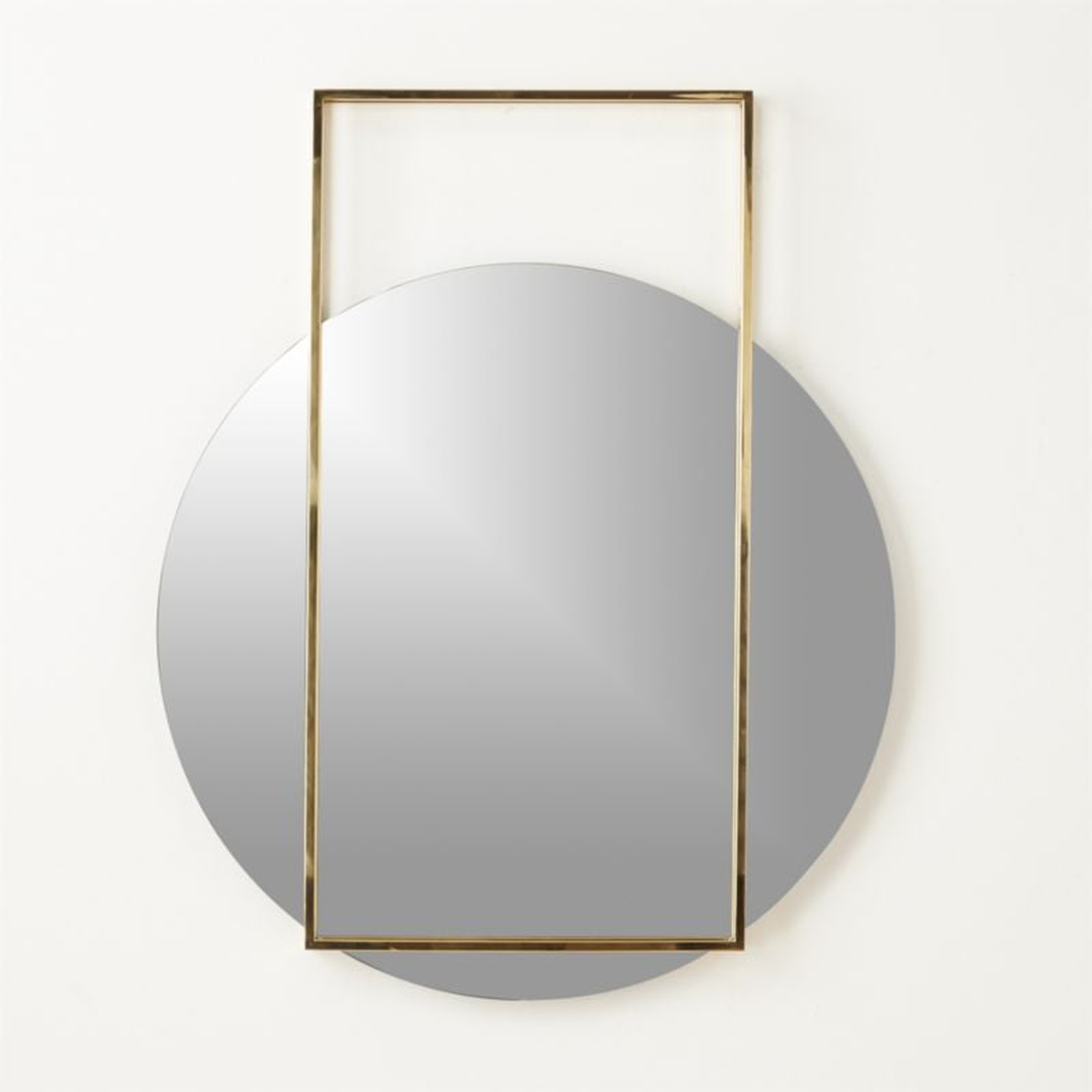 Pendulum Gold Round Wall Mirror, 32" x 40" - CB2