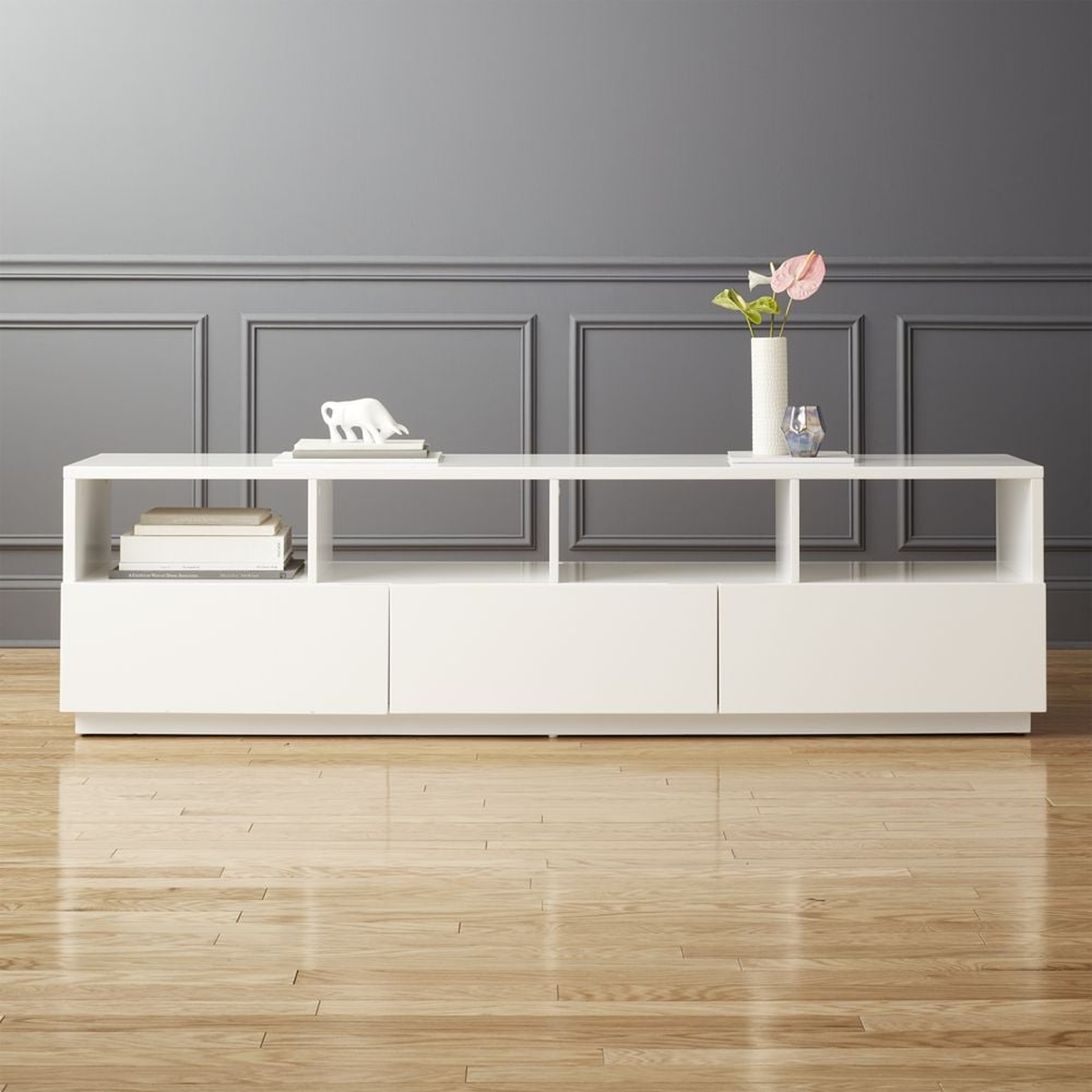 Chill 80" White High-Gloss Media Console - CB2