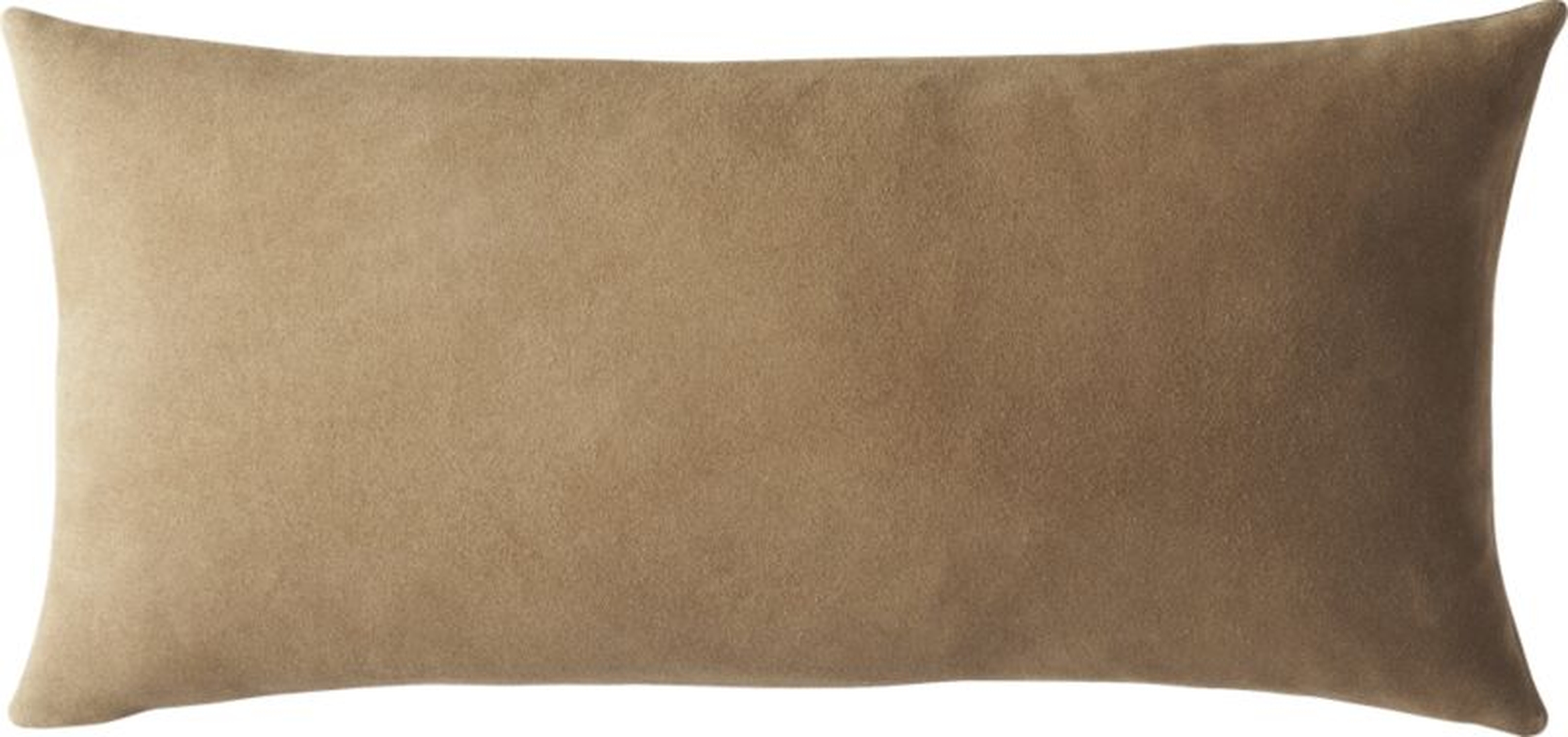 Suede Camel Tan Pillow with Feather-Down Insert, 23" x 11" - CB2
