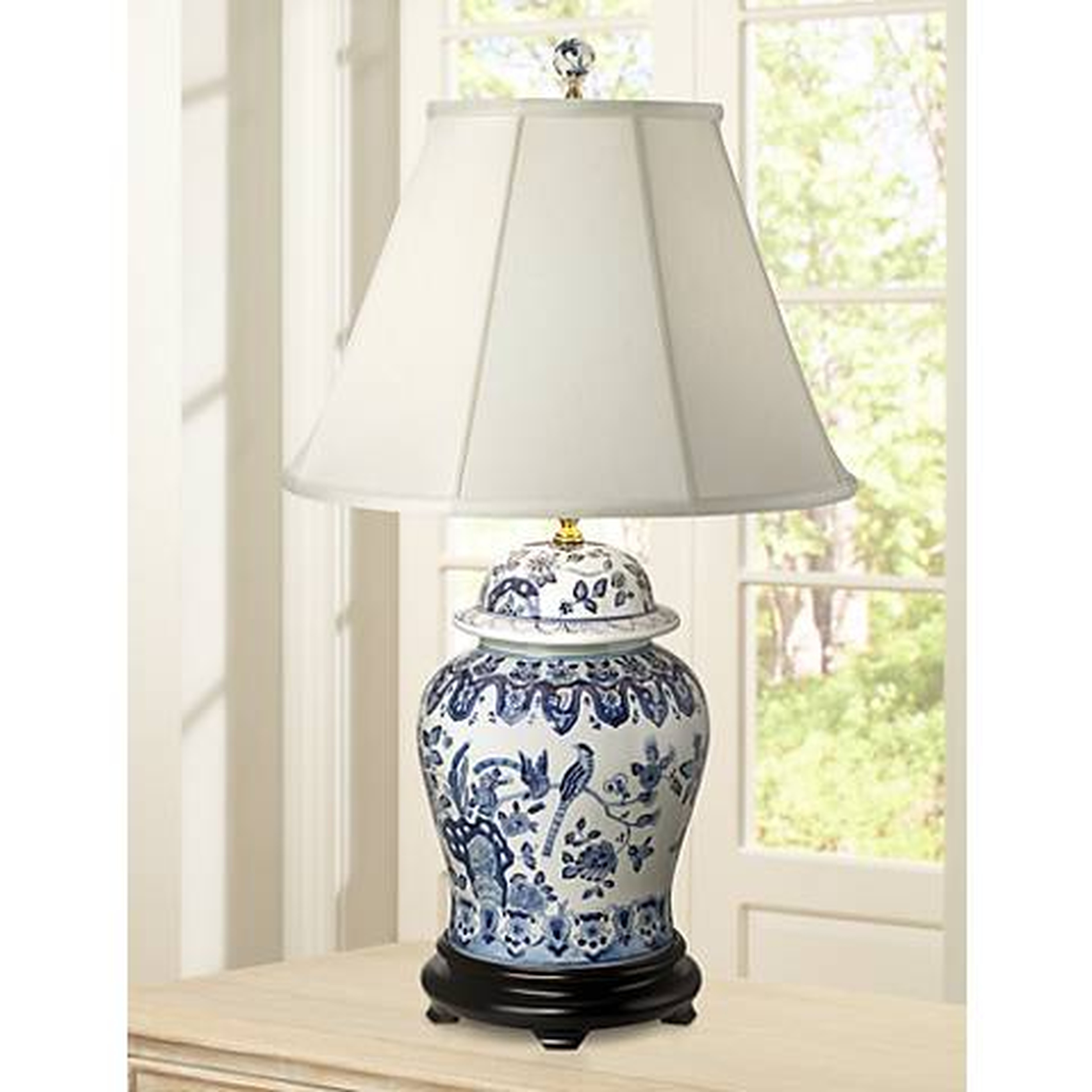 English Floral Hand-Painted Porcelain Ginger Jar Table Lamp - Lamps Plus
