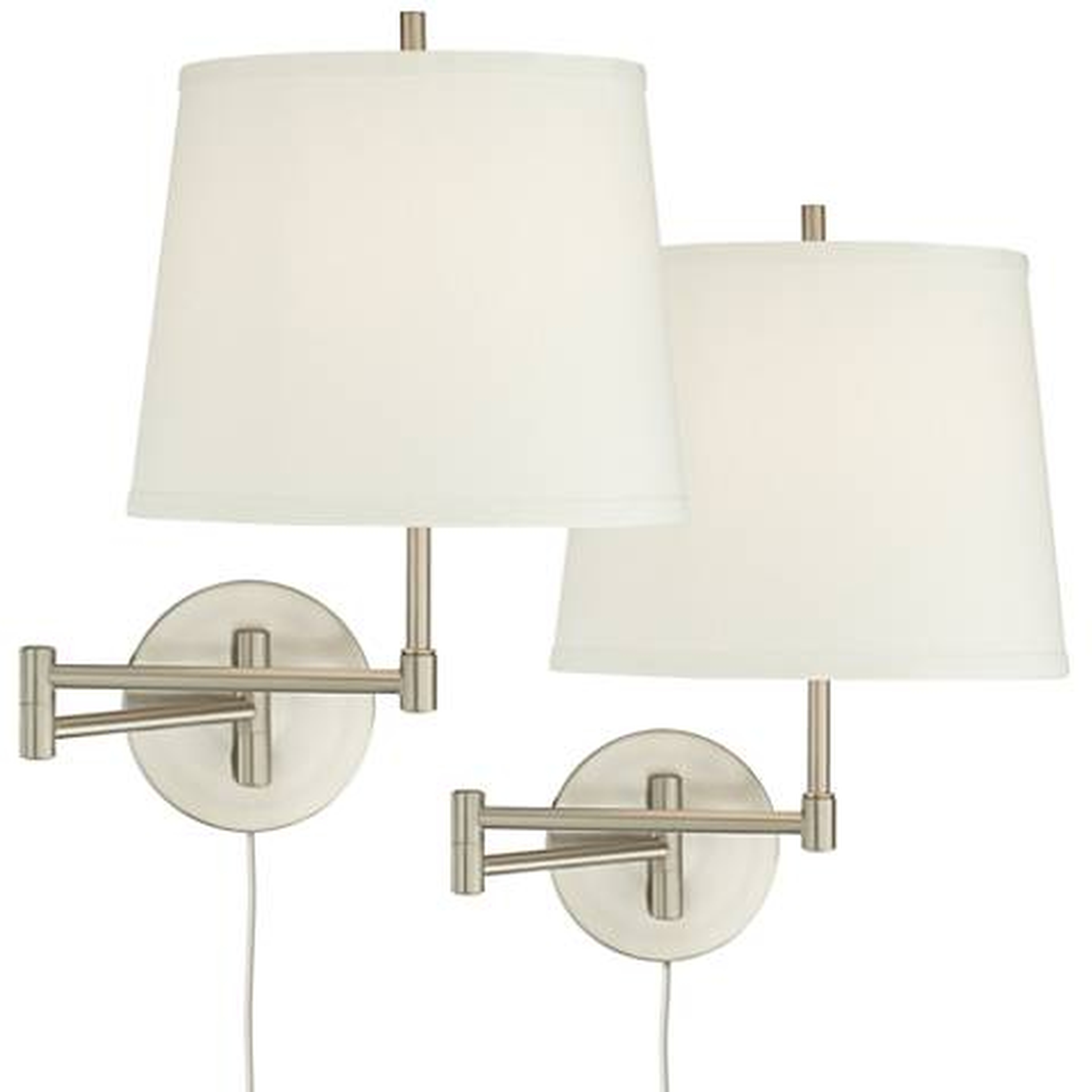 Oray Brushed Steel Swing Arm Wall Lamp Set of 2 - Lamps Plus