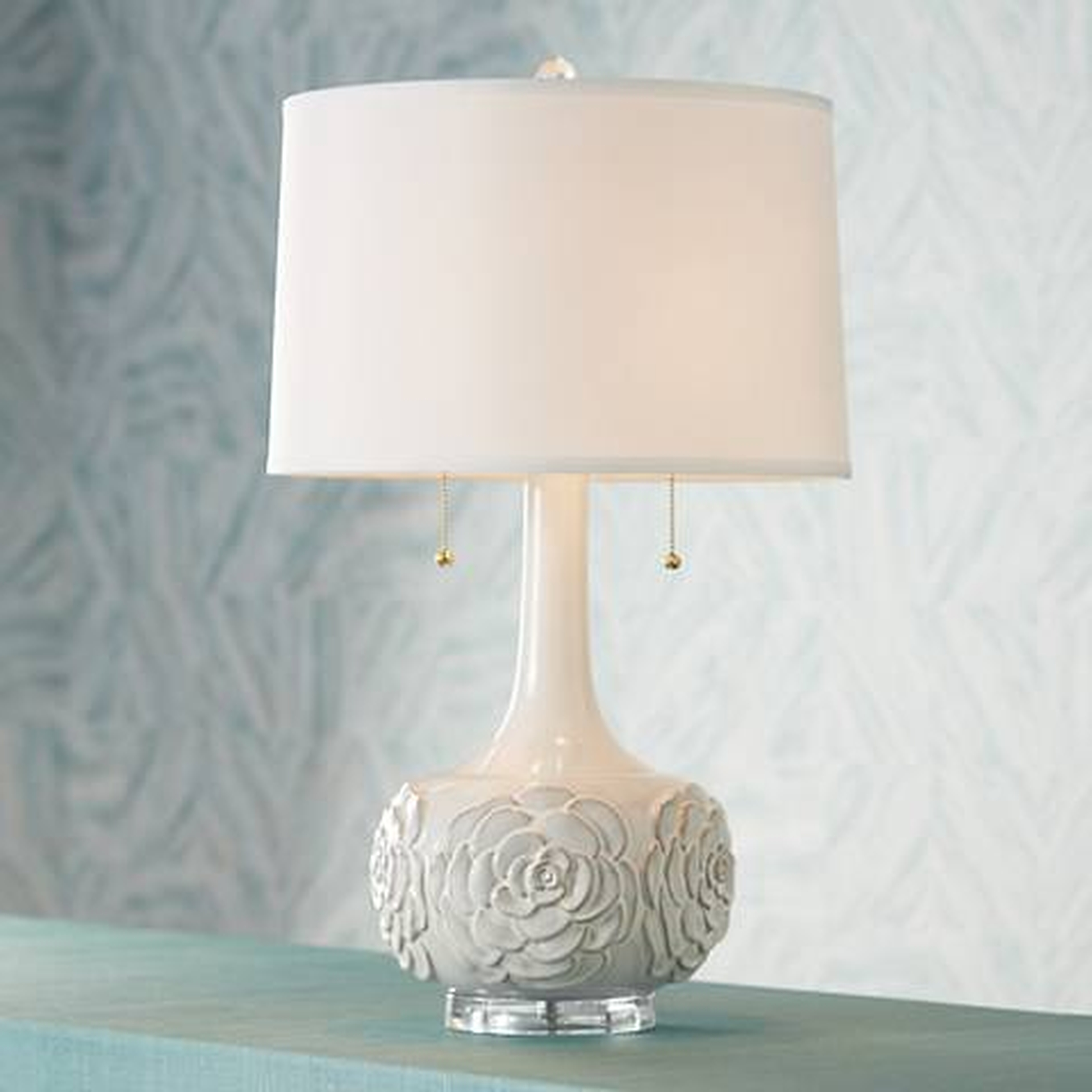 Possini Euro Natalia White Floral Table Lamp - Lamps Plus