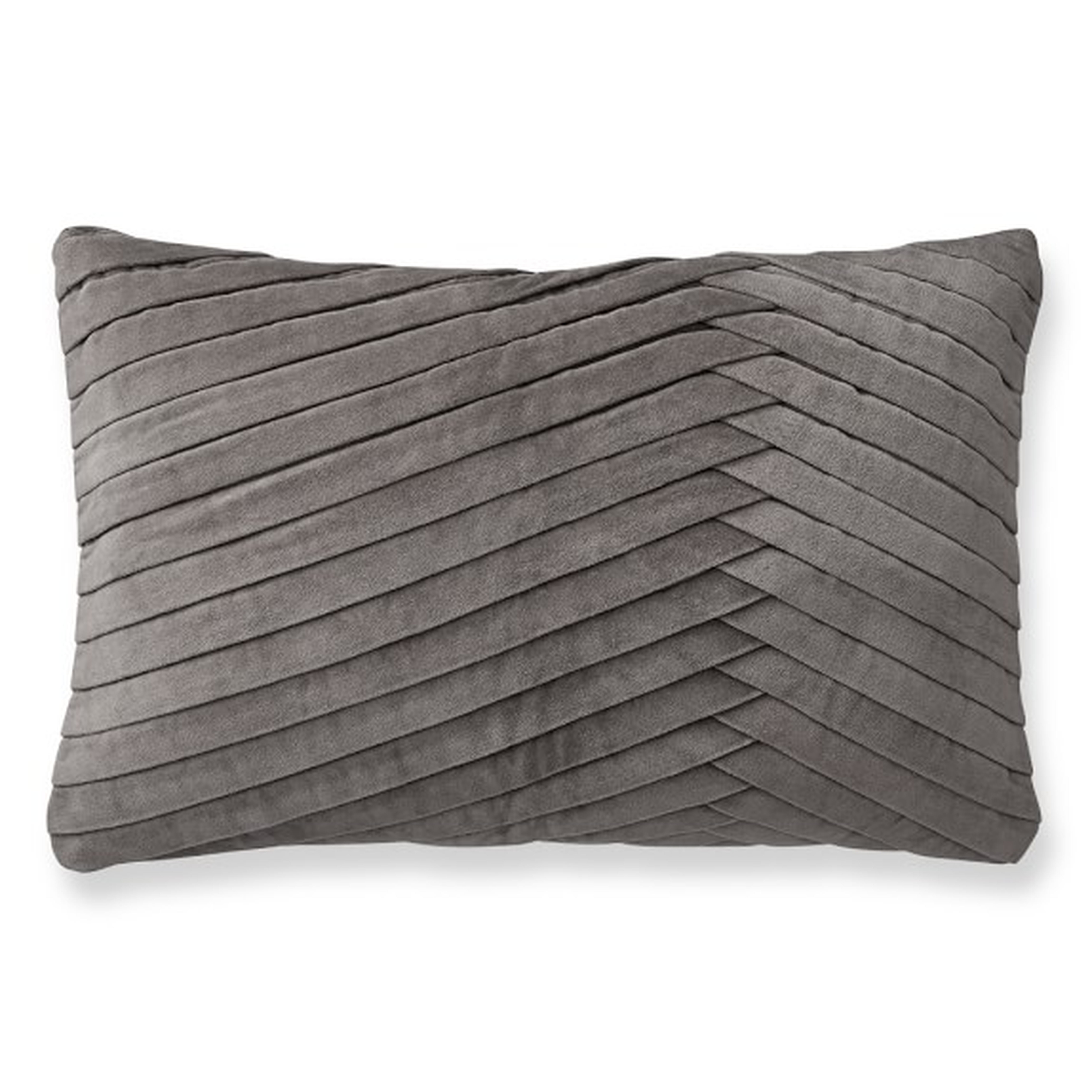 Pleated Velvet Lumbar Pillow Cover, Steeple Gray - Williams Sonoma