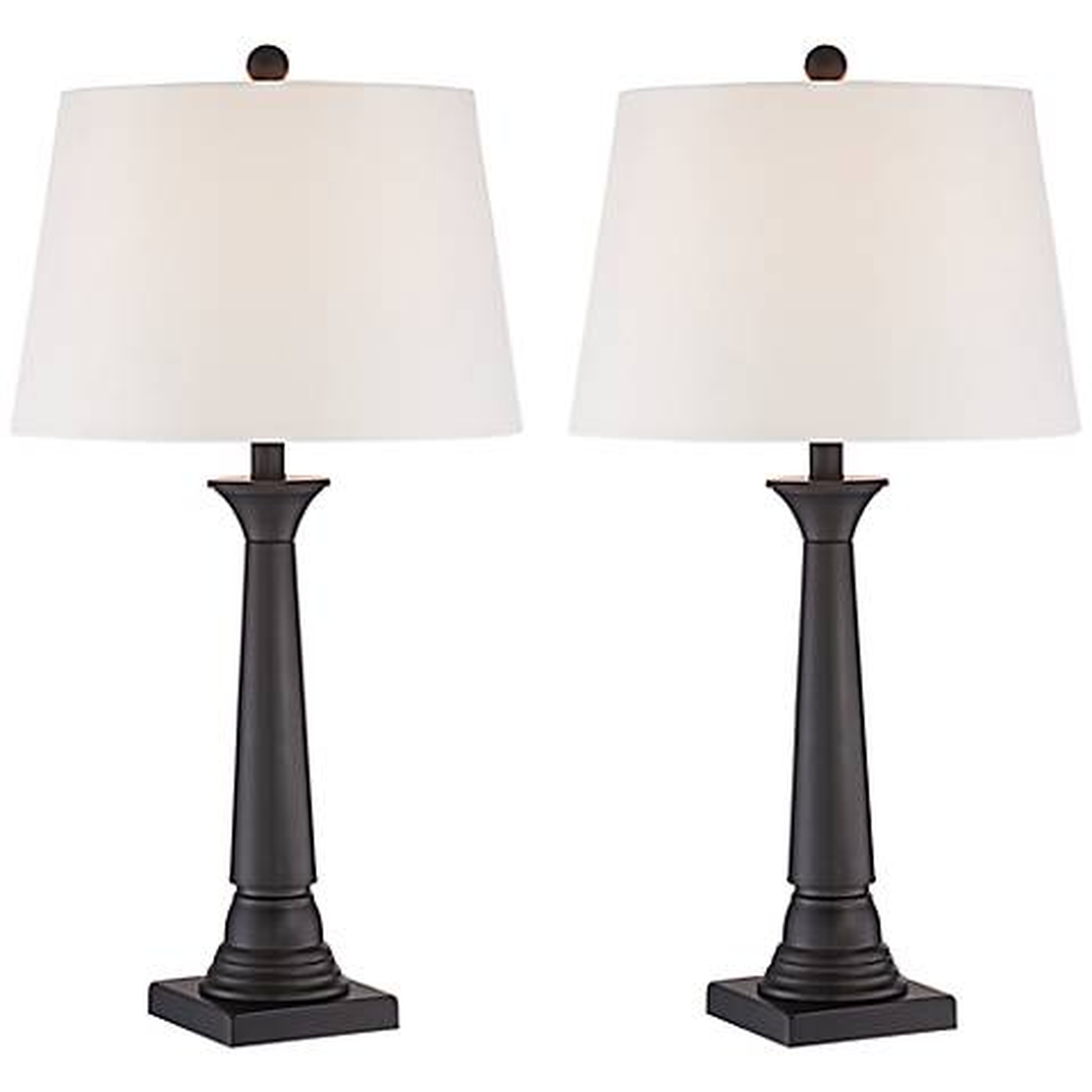 Dolbey Bronze Tapered Column Table Lamp Set of 2 - Lamps Plus