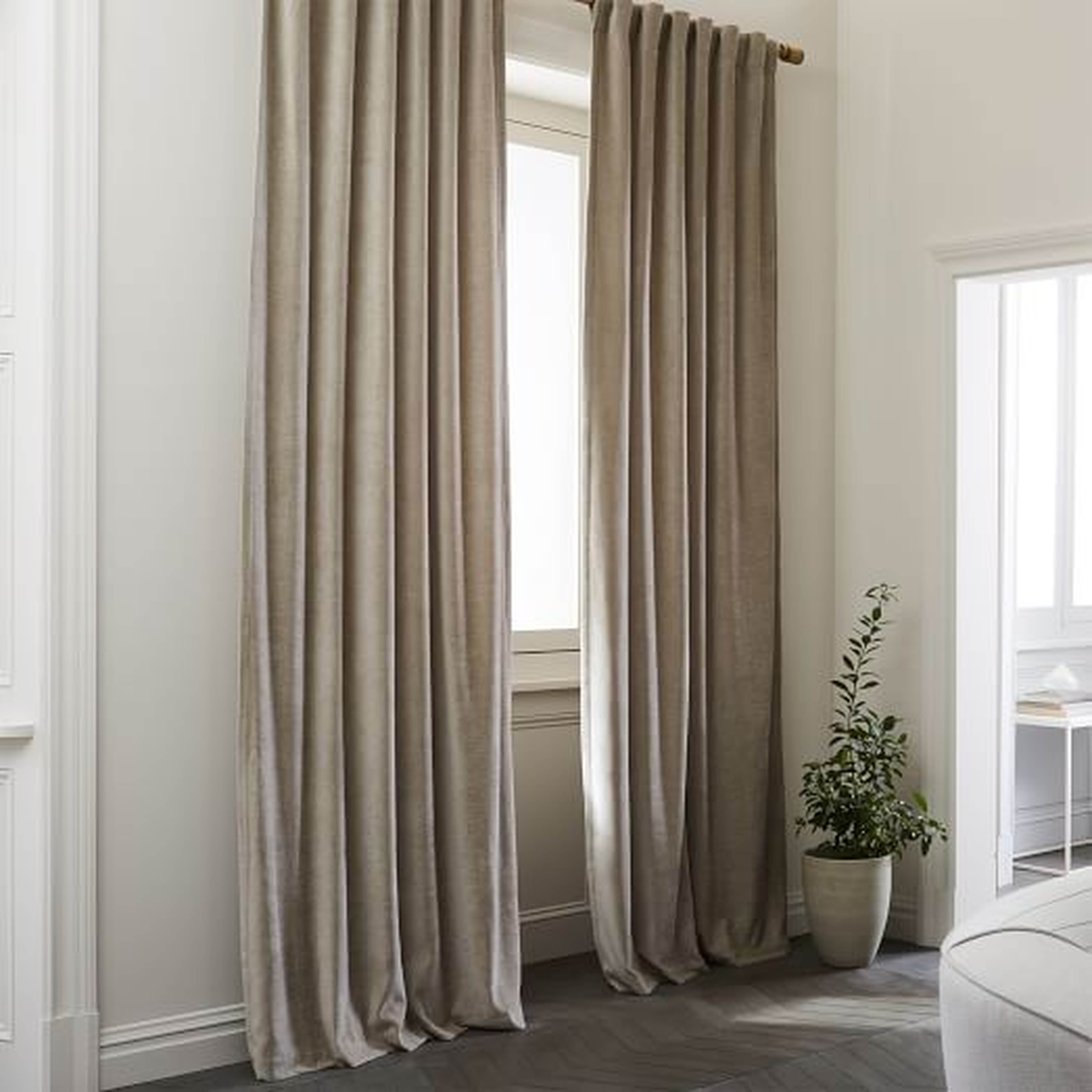 Textured Upholstery Velvet Curtain, Light Taupe 48" x 108", unlined - West Elm
