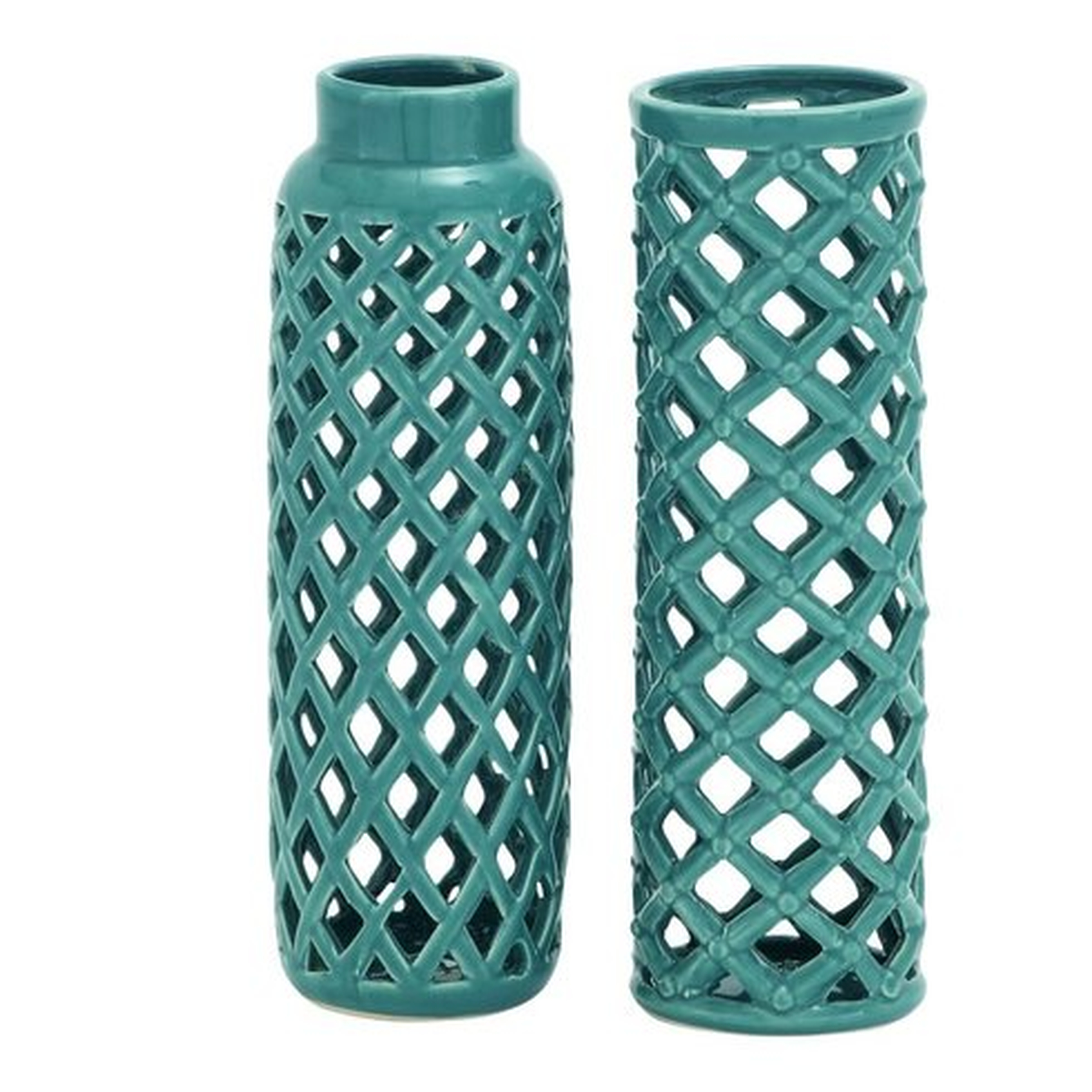 2 Piece Vase Set - Blue Green - Wayfair