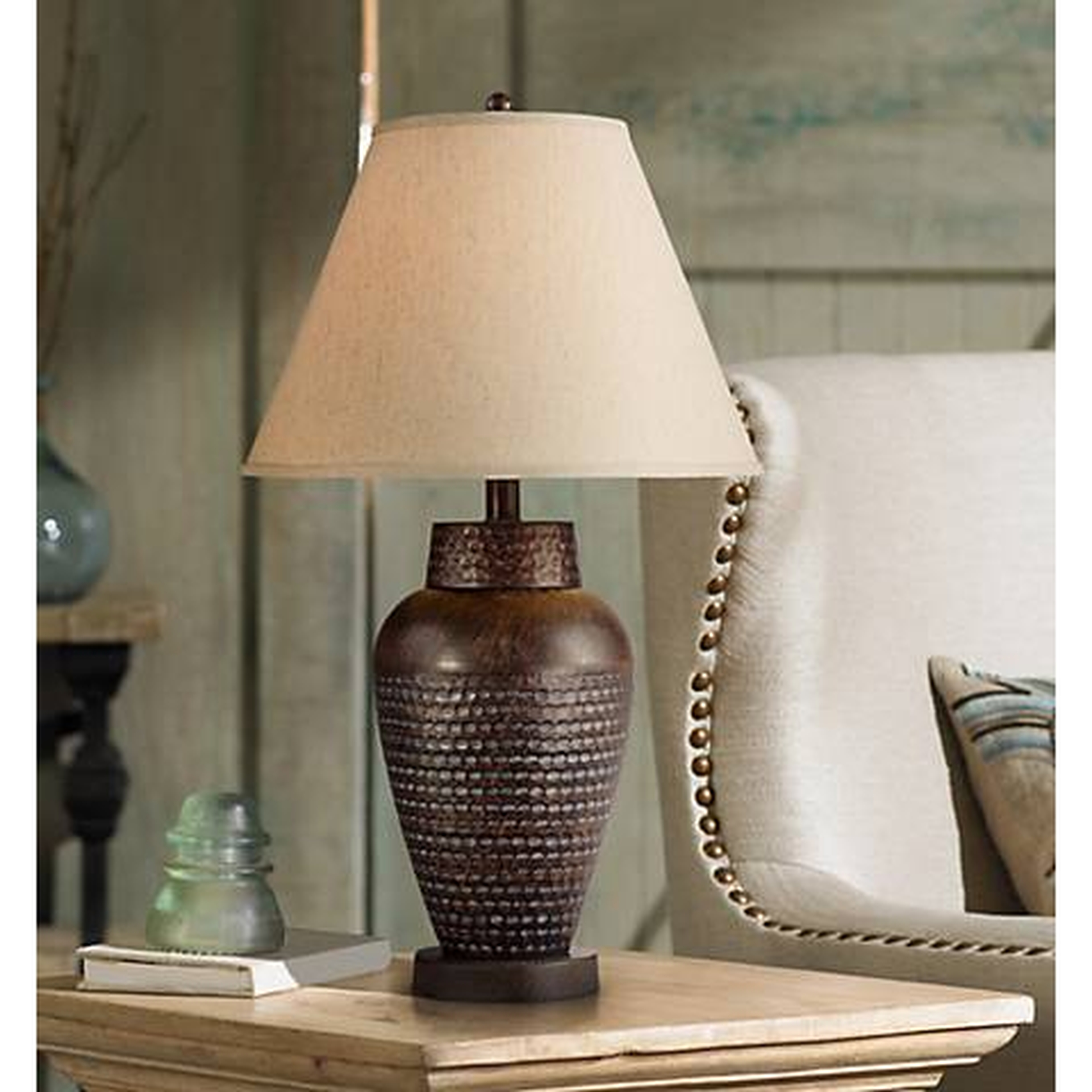 Regency Hill Auburn 25" Hammered Bronze Table Lamp - Lamps Plus