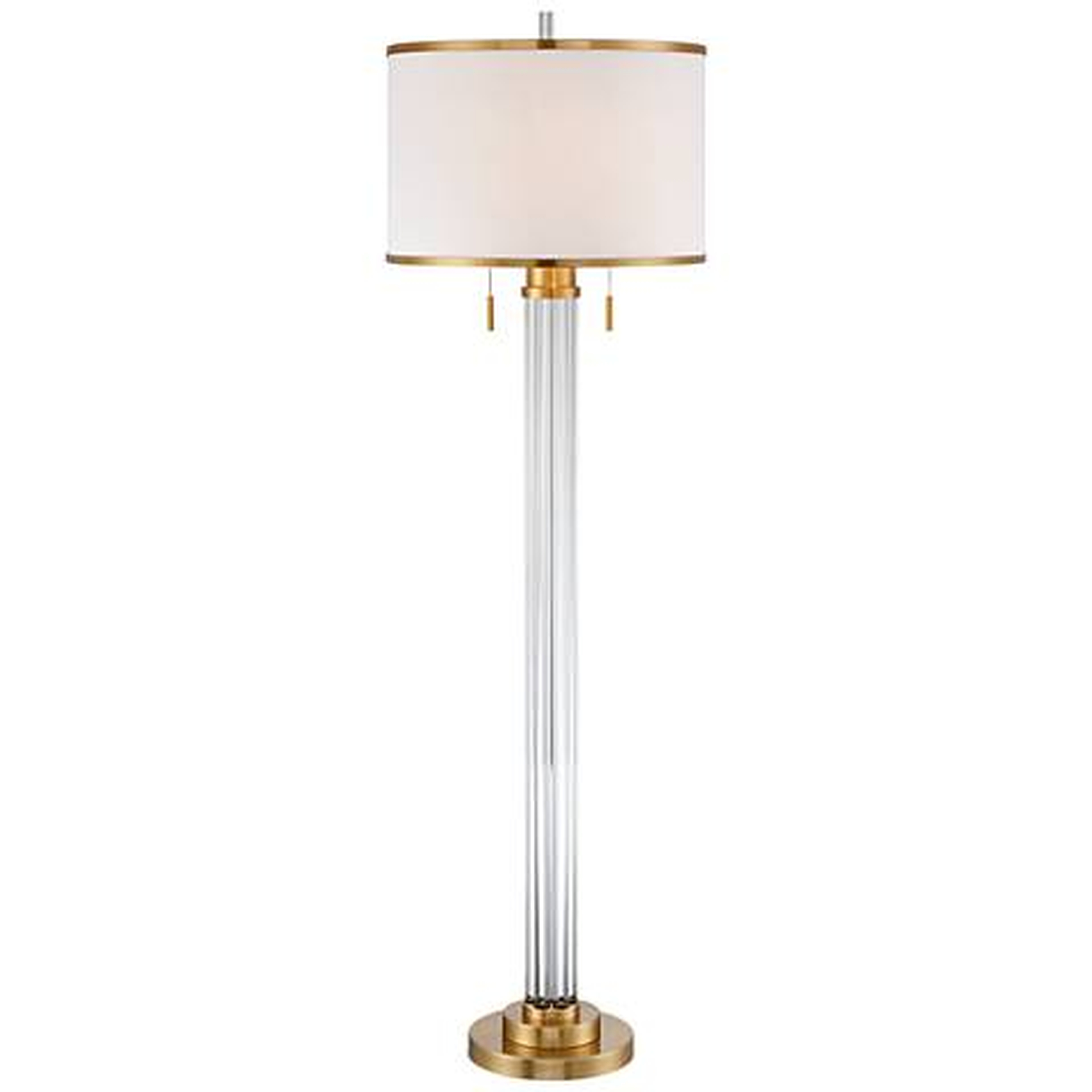 Possini Euro Cadence Crystal Column Floor Lamp Satin Brass - Lamps Plus