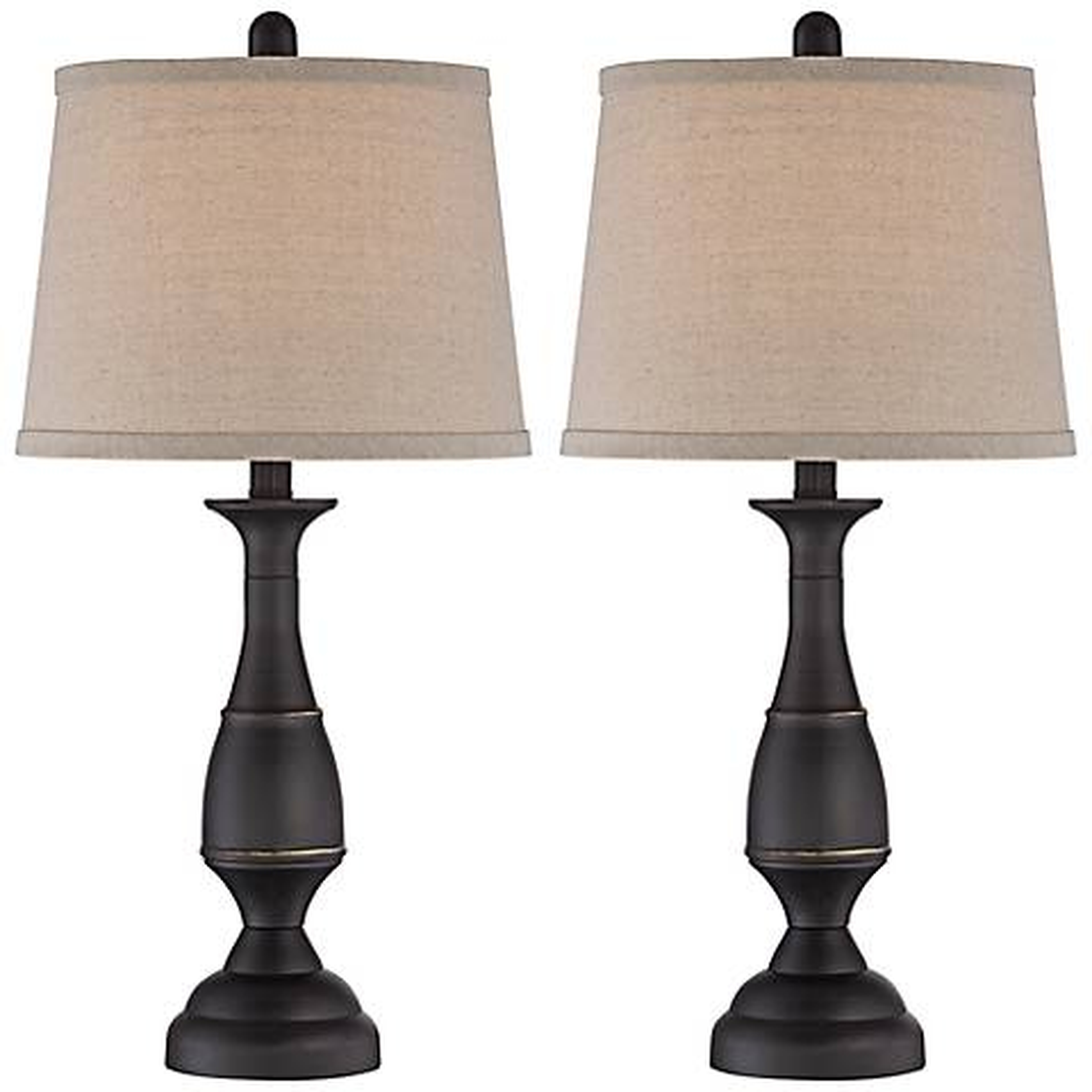 Regency Hill Ben 25" Dark Bronze Metal Traditional Lamps Set of 2 - Lamps Plus